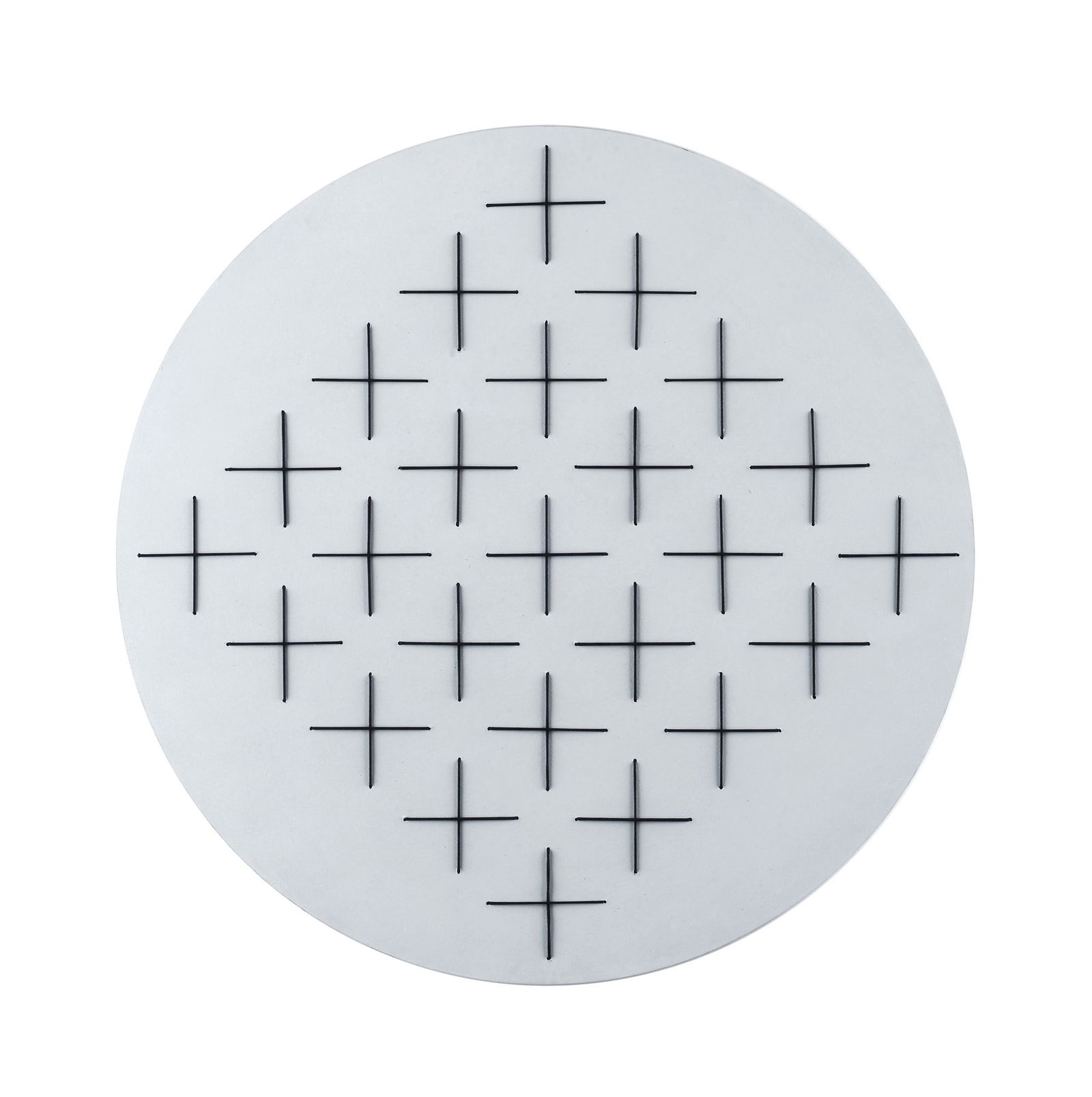 Edoardo Landi (Padova, 1937) - Struttura visuale: Acrilico e filo elastico su legno, diametro cm. 50 (1969), Autentica dell'autore su foto.