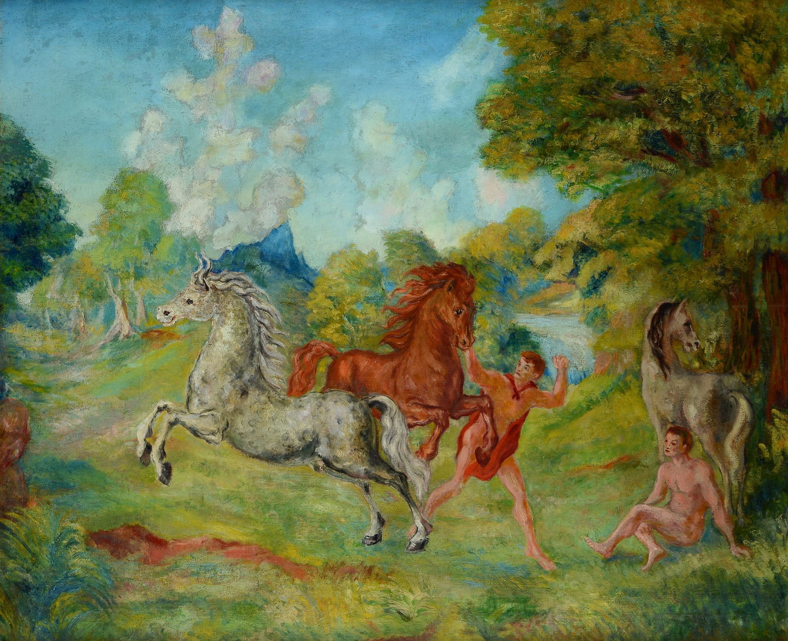 Aligi Sassu (Milano, 1912 - 2000) - Senza titolo (Uomini e cavalli) (1 of 3)