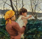 Silvestro Lega (Modigliana , 1826 - Firenze, 1895) - Il saluto del fanciullo, 1880-1885