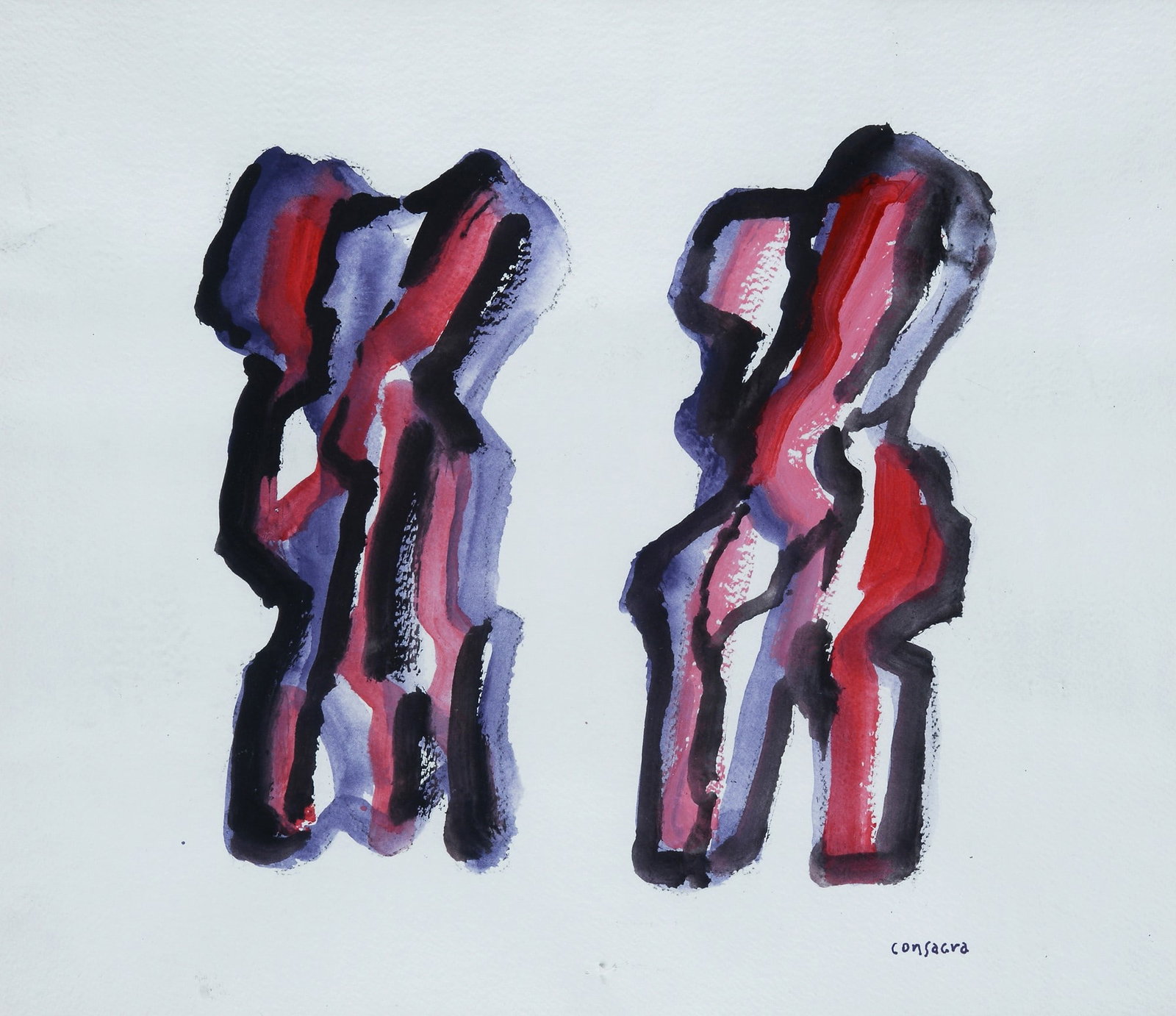 Pietro Consagra (Mazara del Vallo, 1920 - Milano, 2005) ? Composizione: Tempera su carta, cm. 47,5x53. Firma in basso a destra.