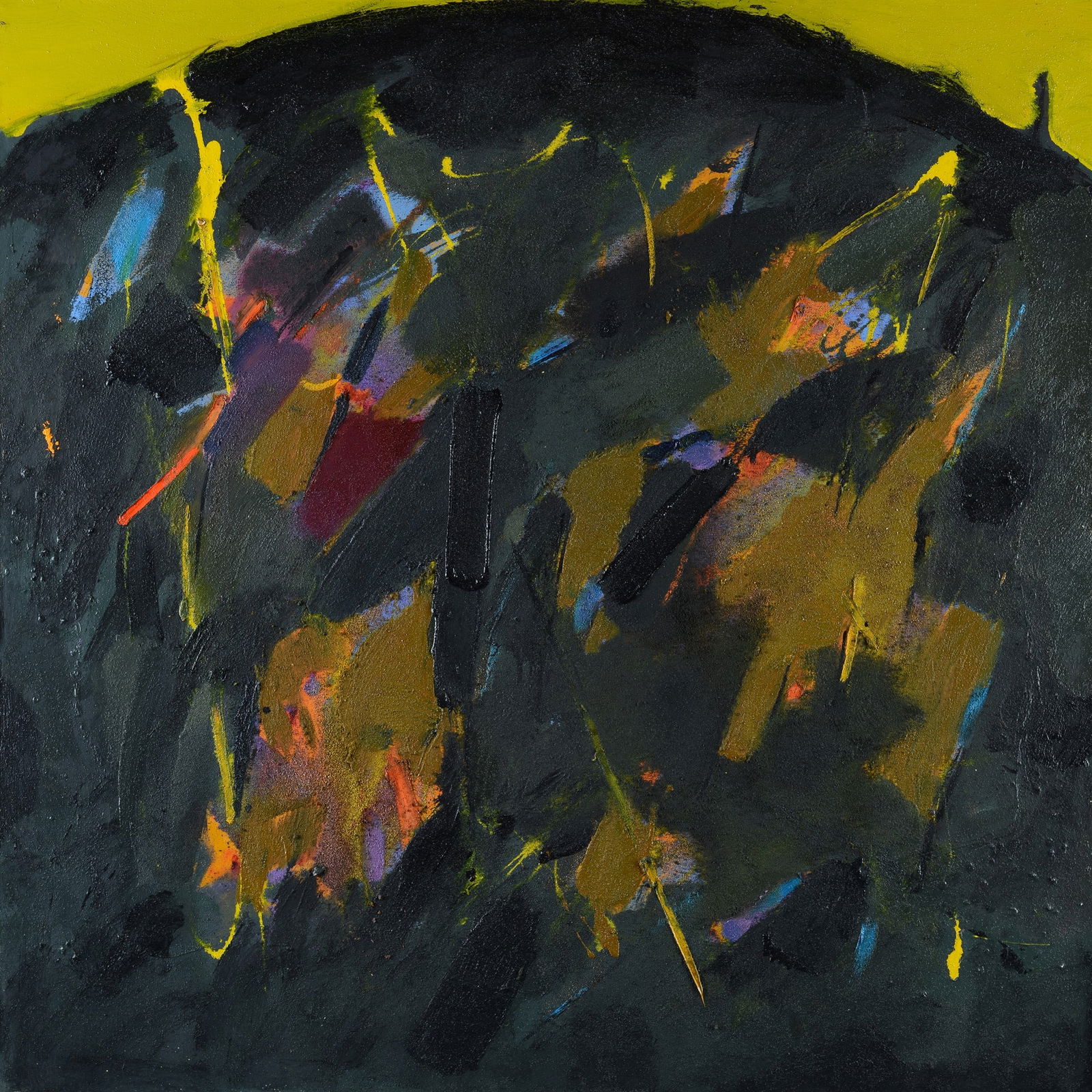 Walter Fusi (Udine, 1924 - Colle Val D'Elsa, 2013) - Alter the long summer: Olio e sabbia su tela, cm. 100x100. Sul verso: firma e titolo.