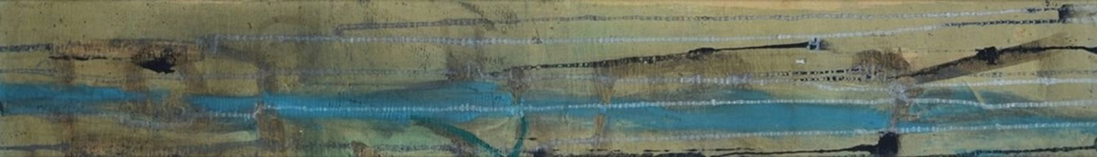 Paolo Scheggi (Firenze, 1940 - Roma, 1971) - Senza titolo, 1958: Olio, inchiostro, tempera su cartone riportato su tavola, cm. 13,5x95,5. Firma e data in basso a sinistra.