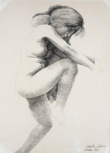 Emilio Greco (Catania, 1913 - Roma, 1995) - Nudo femminile: Inchiostro su carta, cm. 70x52. Firma e data in basso a destra.
