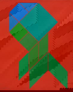 Achille Perilli (Roma, 1927 - 2021) - Spezzata brusca: Tecnica mista su tela, cm. 50x40. Firma e data in basso a sinistra. Sul verso: firma, data e titolo. Autentica dell'autore su foto.