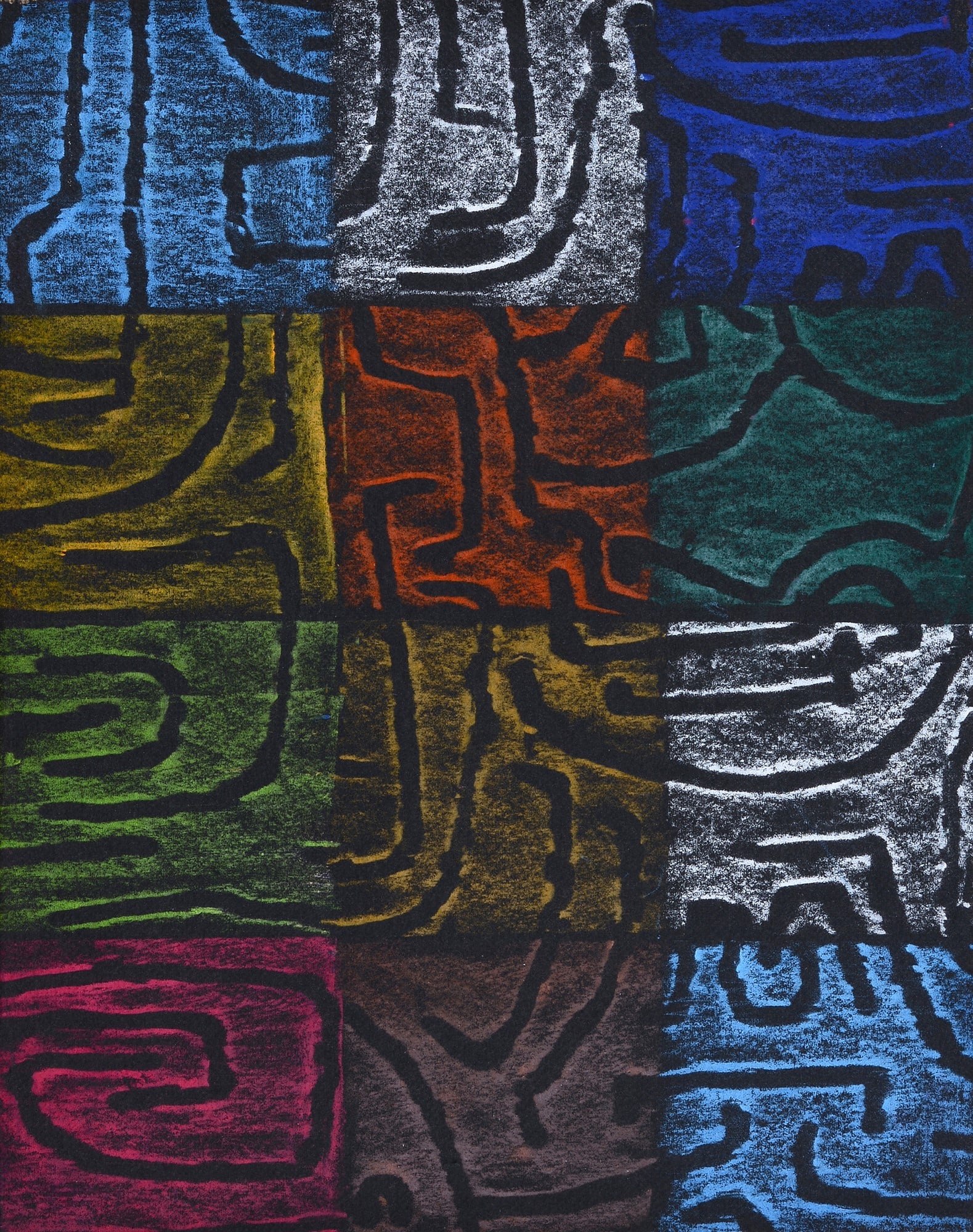 Corrado Cagli (Ancona, 1910 - Roma, 1976) - Senza titolo: Pastelli cerosi ad olio su carta intelata, cm. 34,5x27. Certificato di autenticit? Archivio Corrado Cagli, con n. 00158. 1957