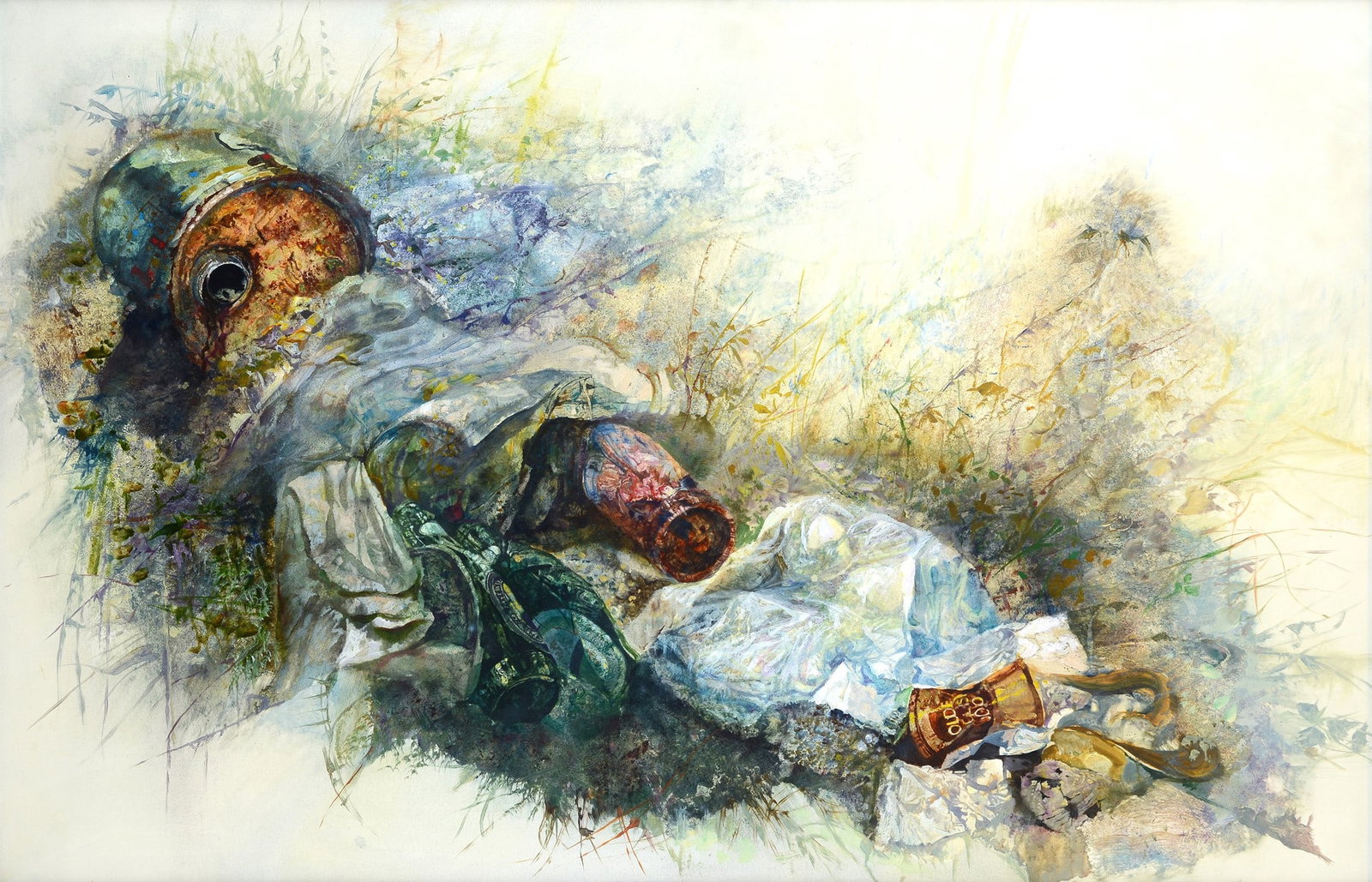 Renzo Vespignani (Roma, 1924 - 2001) - Senza titolo: Olio su carta, cm. 67x100. Firma e data in basso a destra. 1982