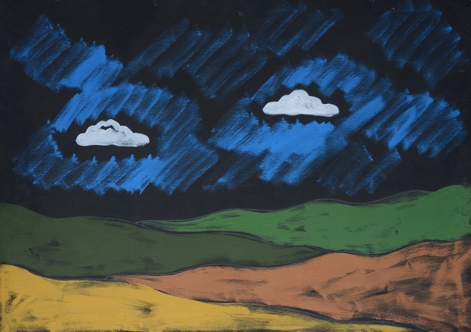 Tano Festa (Roma, 1938 - 1988) - Paesaggio: Acrilico su tela, cm. 50x70. Sul verso: firma; etichetta Galerie Italienne, con dati dell'opera. L'opera ? registrata presso l'Archivio Studio Soligo, Roma. Anni '80