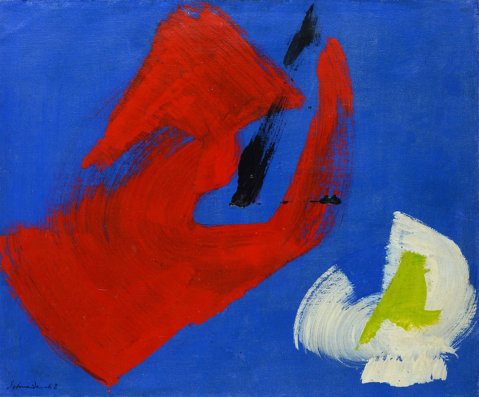 Gerard Schneider (Sante-Croix, 1896 - Parigi, 1986) - Senza titolo (1968): Olio e sabbia su tela, cm. 54x65. Firma e data in basso a sinistra. L'opera ? registrata presso l'archivio gerard schneider con n. Gs-t-68-080.Certificato Di autenticit? dell'archivio.