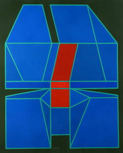Achille Perilli (Roma, 1927 - 2021) - La fiamma nel prato (2011): Tecnica mista su tela, cm. 65x81. Firma e data in basso al centro. Autentica dell'autore su foto.