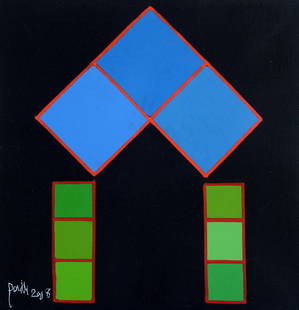 Achille Perilli (Roma, 1927 - 2021) - Idem, 2008: Tecnica mista su tela, cm. 20x20. Firma e data in basso a sinistra. Sul verso: firma, data e titolo. L'opera ? schedata presso l'Archivio di Achille Perilli al n. 71 del 2008. Bibliografia: 2019,?Achi