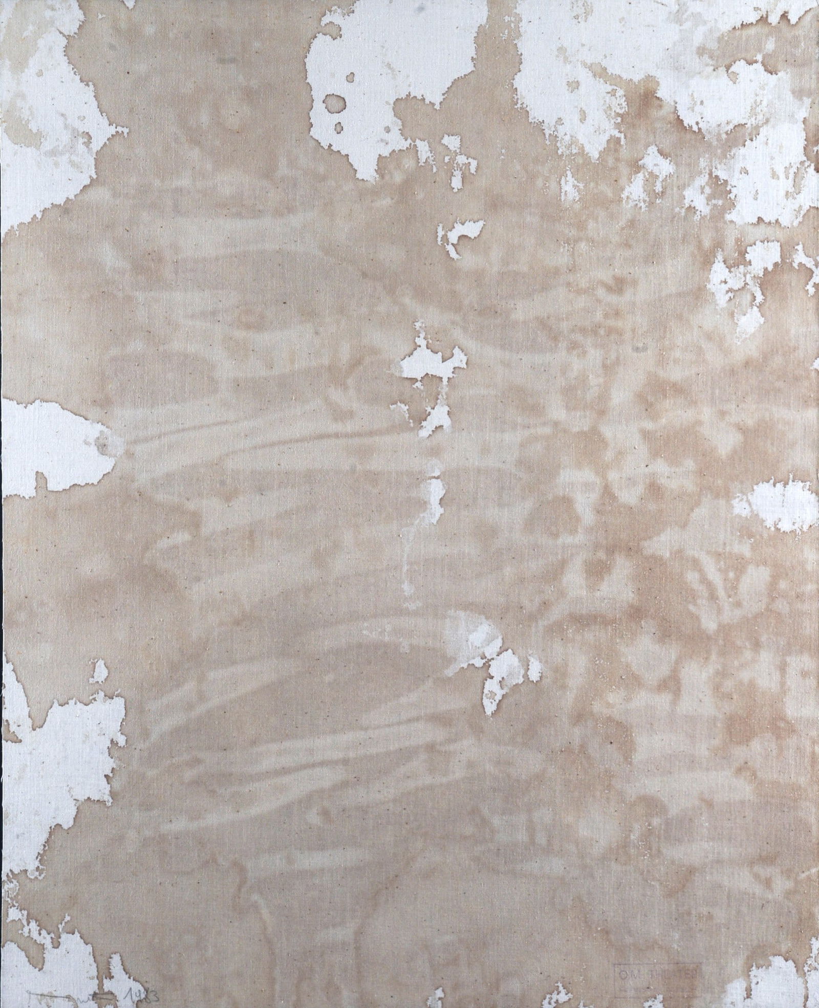 Hermann Nitsch (Vienna, 1938 - Mistelbach, 2022) - Senza titolo, 1983: Sangue su tela, cm. 62x50. Firma e data in basso a sinistra; timbro O.M. Theater in basso a destra. Sul verso: timbro Archivio Francesco Conz, Verona. Autentica dell'autore su foto. Certificato di gar