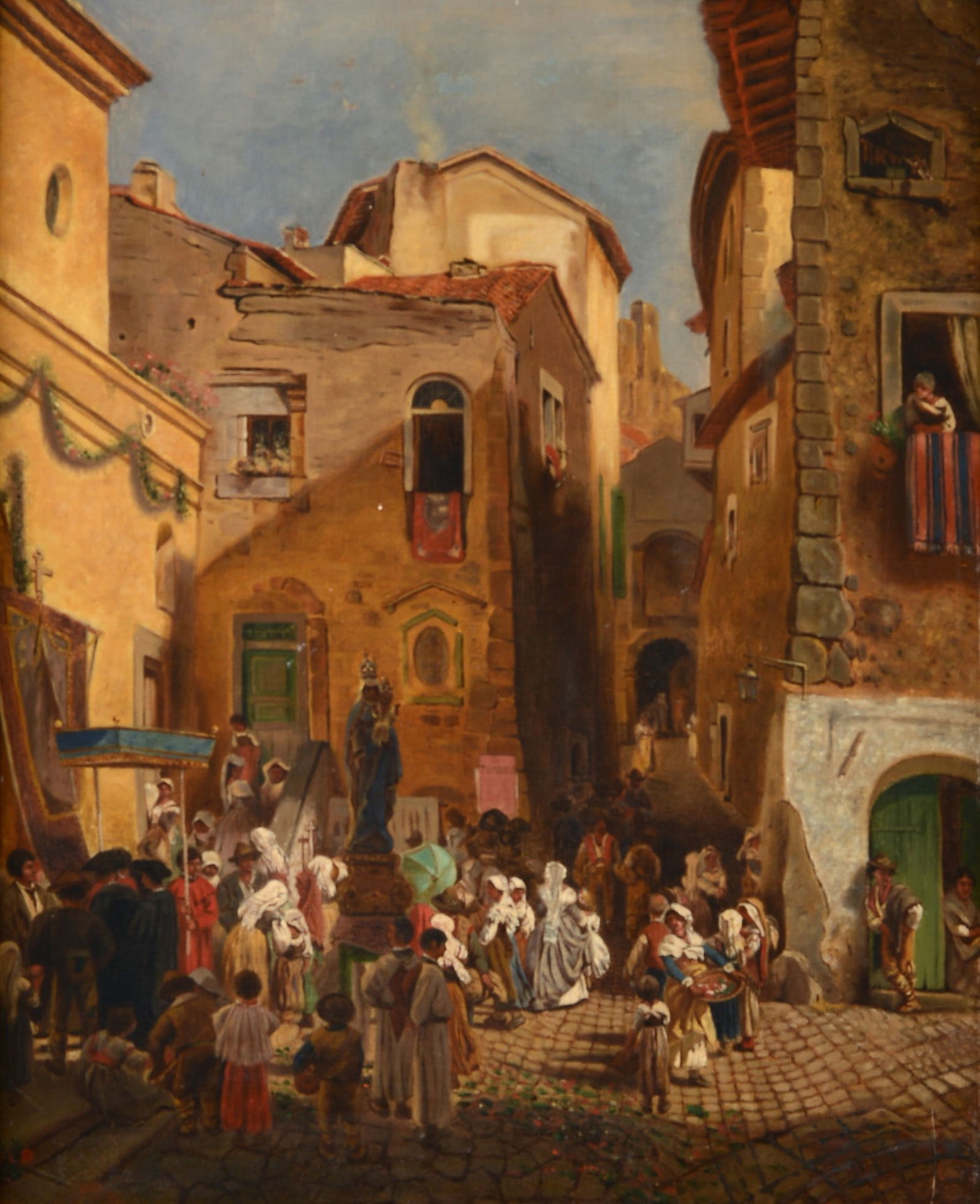 Attr. a Oswald Achenbach - Madonna Nera di Frosinone: Olio su tela, cm. 65x53.