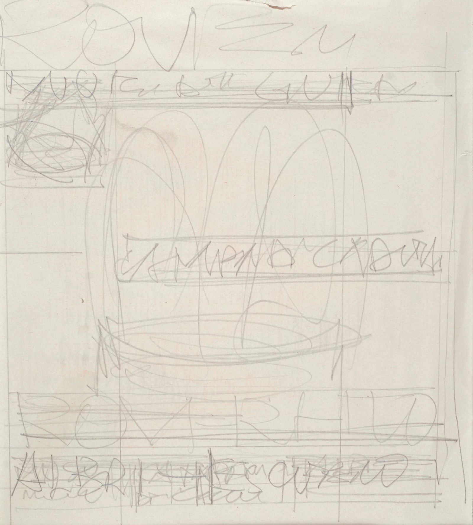 Fortunato Depero (Fondo, 1892 - Rovereto, 1960) - Cartello stradale turistico citt? di Rovereto: Matita su carta, cm. 25,5x24,2. Certificato Archivio unico per il catalogo delle opere futuriste di Fortunato Depero, rep, num. FD-3790-DIS