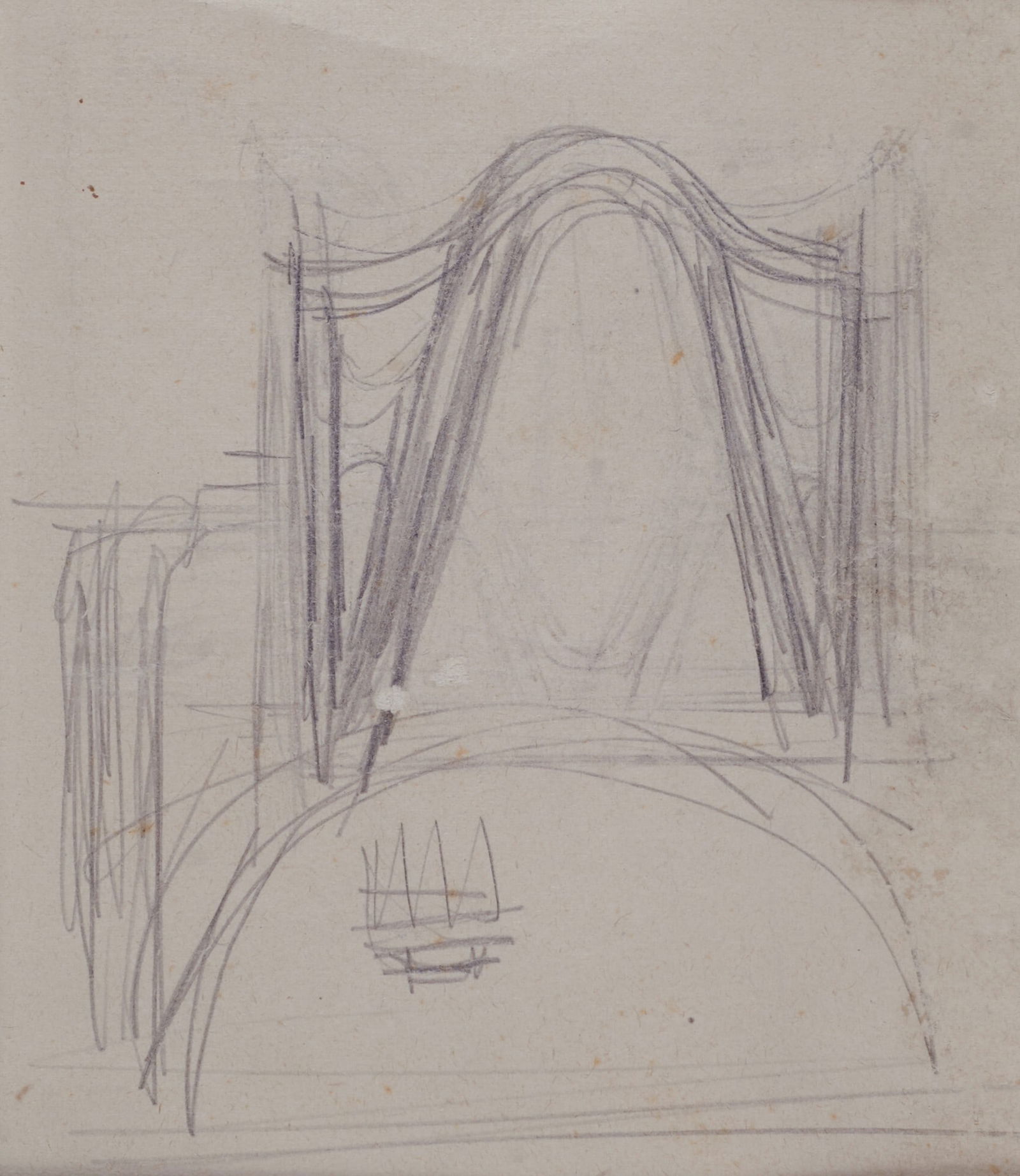 Fortunato Depero (Fondo, 1892 - Rovereto, 1960) - Sala del consiglio provinciale di Trento,: Matita su carta, cm. 16,6x14,2. Certificato Archivio unico per il catalogo delle opere futuriste di Fortunato Depero, rep, num. FD-3786-DIS