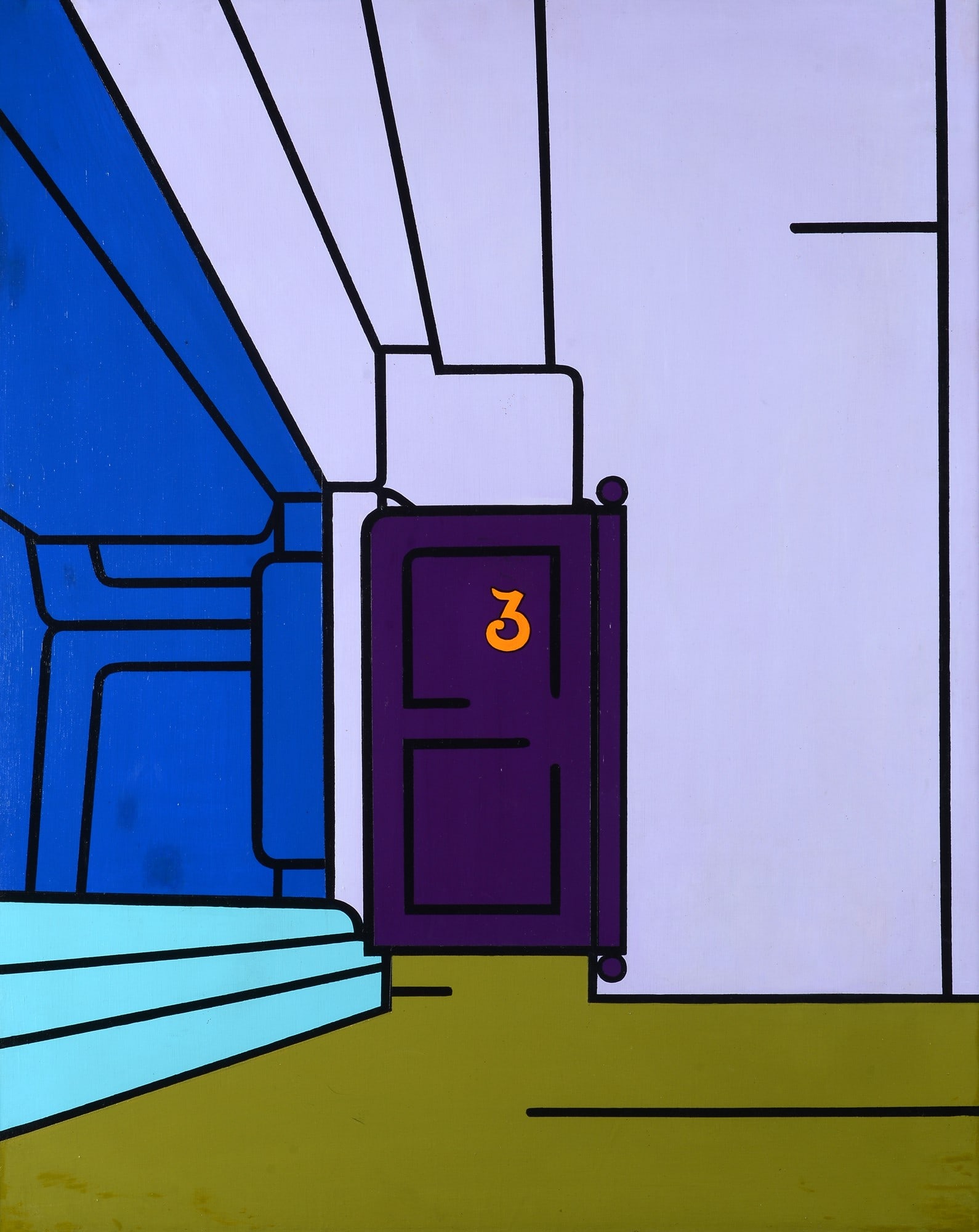 Valerio Adami (Bologna, 1935) - Gate n. 3, 1968: Acrilico su telacm. 81x65Sul verso: firma, data e titolo; etichetta e timbri Galleria Gissi, Torino, con dati dell'opera. Esposizioni: 2016, Paesaggi anomali, a cura di D. Gavagnin, Treviso, Ca' dei R