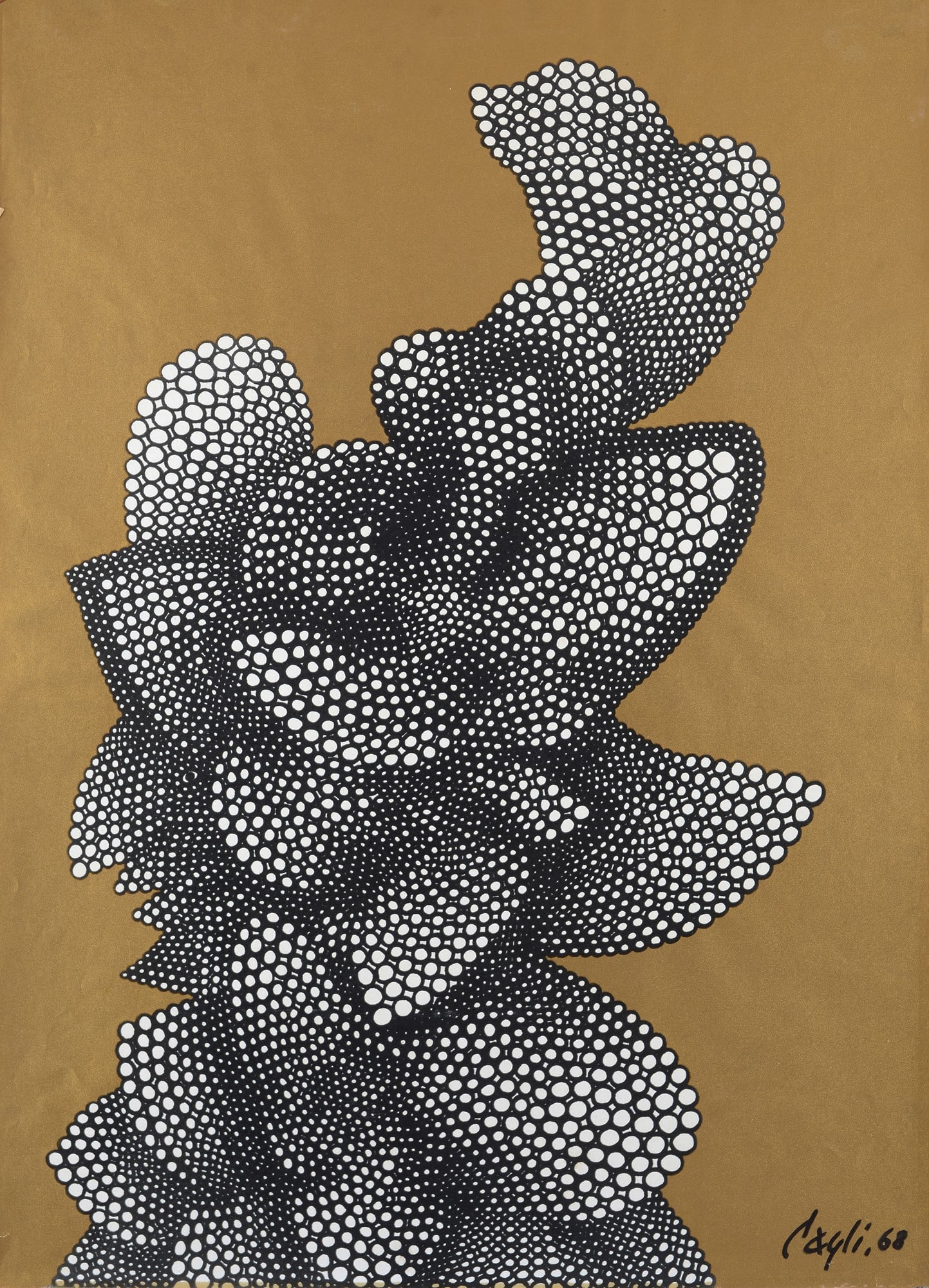 Corrado Cagli (Ancona, 1910 - Roma, 1976) - Senza titolo, 1968: Tecnica mista su carta riportata su cartone,, cm. 72,5x50. Firma e data in basso a destra.?.