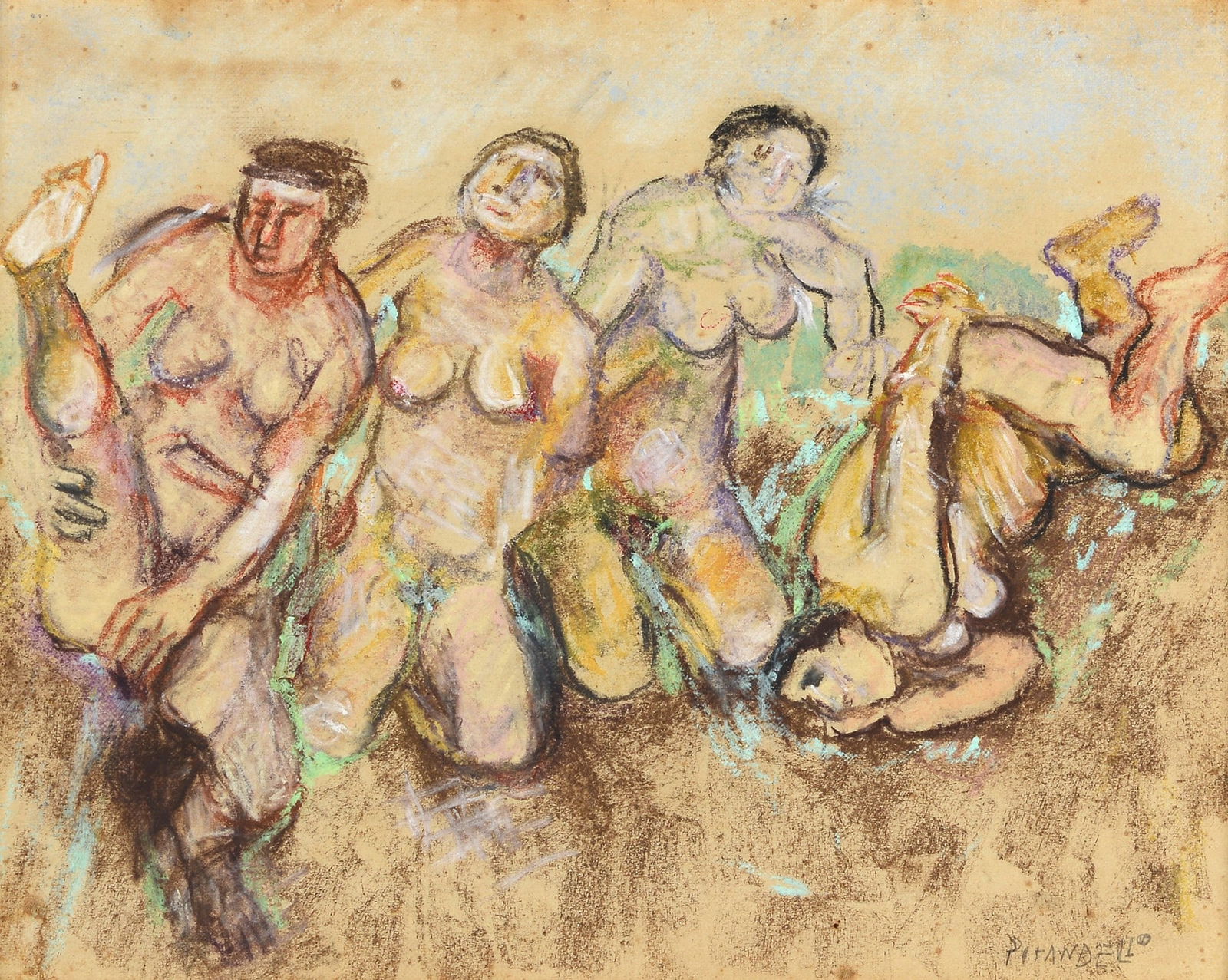 Fausto Pirandello (Roma, 1899 - 1975) - Bagnanti, 1956 ca (1 of 3)