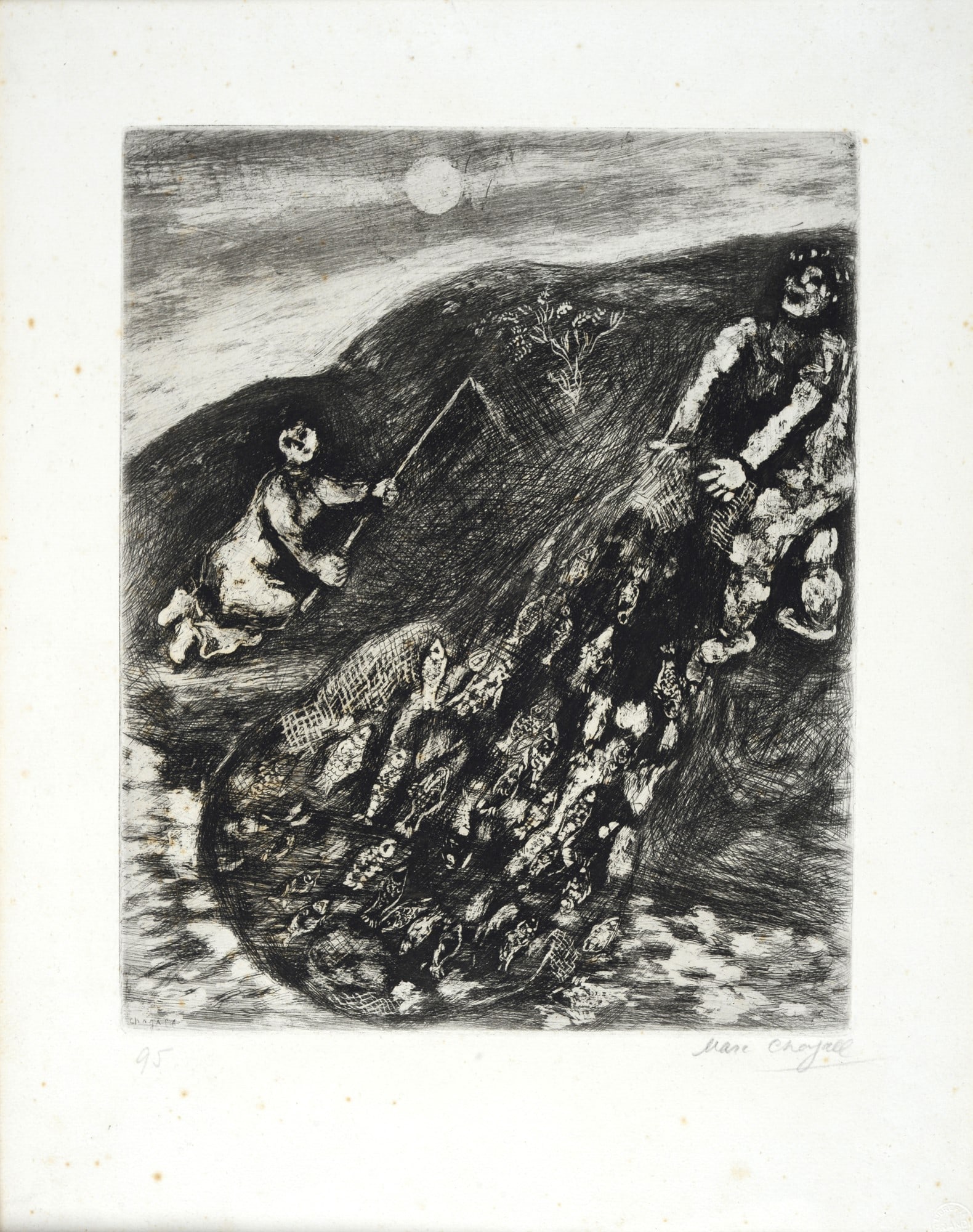 Marc Chagall (Vitebsk, 1887 - Saint Paul de Vence, 1985) - Les Poissons et le Berger qui joue de la (1 of 3)