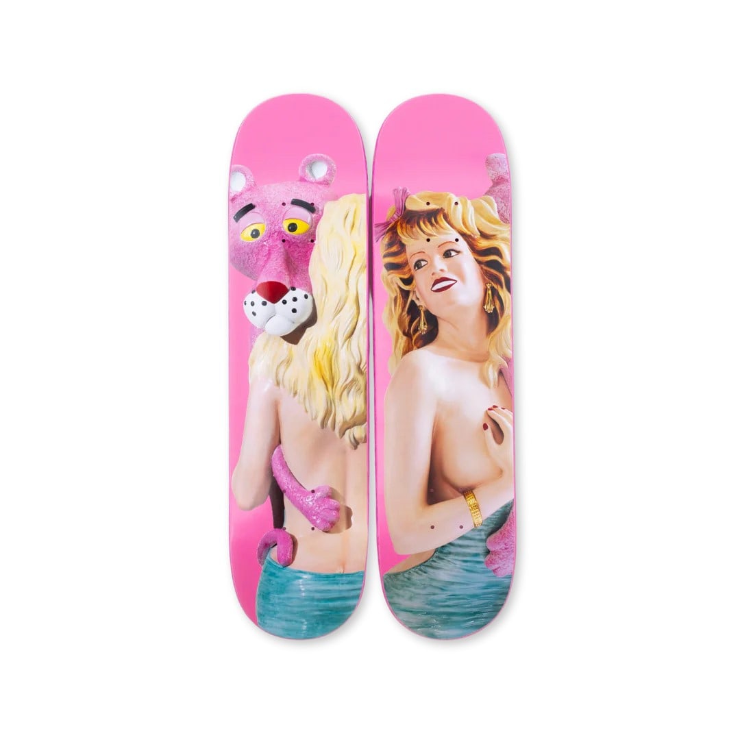 Jeff Koons (York, 1955) - Pink Panther Skateboard (due elementi), 2023: Tavole da skateboard, cm. 80x20; es. 43/200. Certificato di autenticit? The Skateroom.