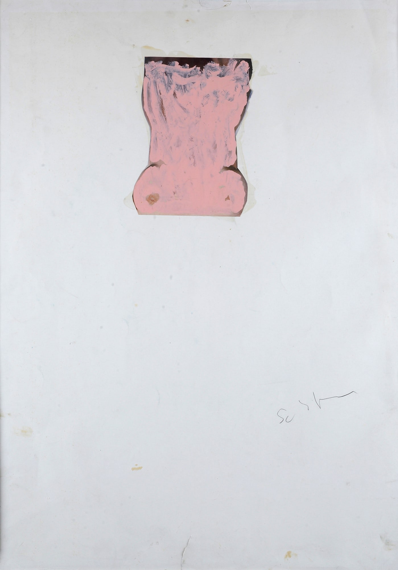 Mario Schifano (Homs, 1934 - Roma, 1998) - Senza titolo, 1979-1980: Tecnica mista su carta, cm. 100x70. Firma in basso a destra. L'opera ? registrata presso l'Archivio Generale dell'Opera di Mario Schifano con n. 79-80/80. Certificato di autenticit? della Fondazione M