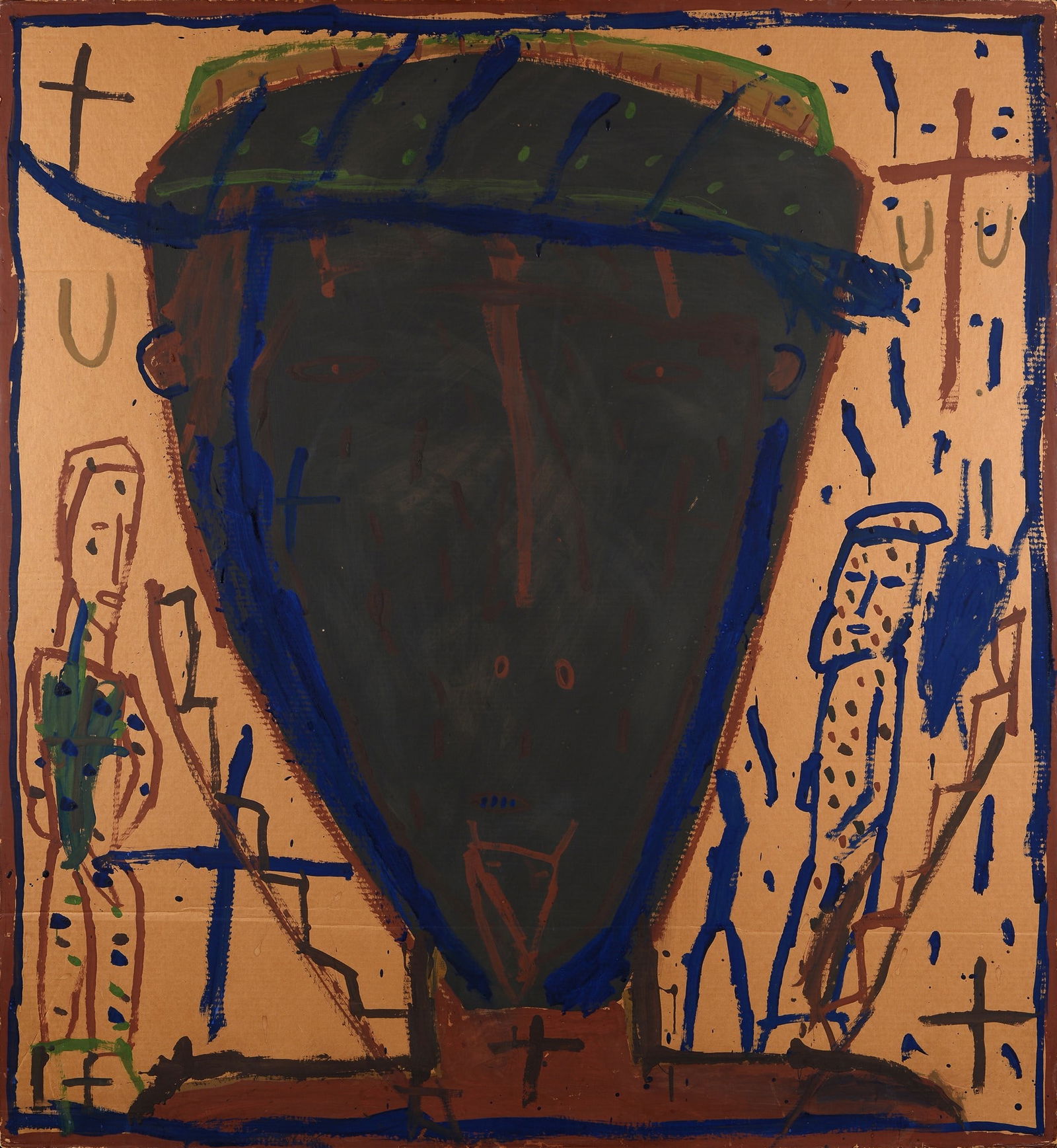 James Brown (Los Angeles, 1951 - Messico, 2020) - Senza titolo, 1982: Acrilico su cartone, cm. 153x142. Sul verso: firma e data.?.