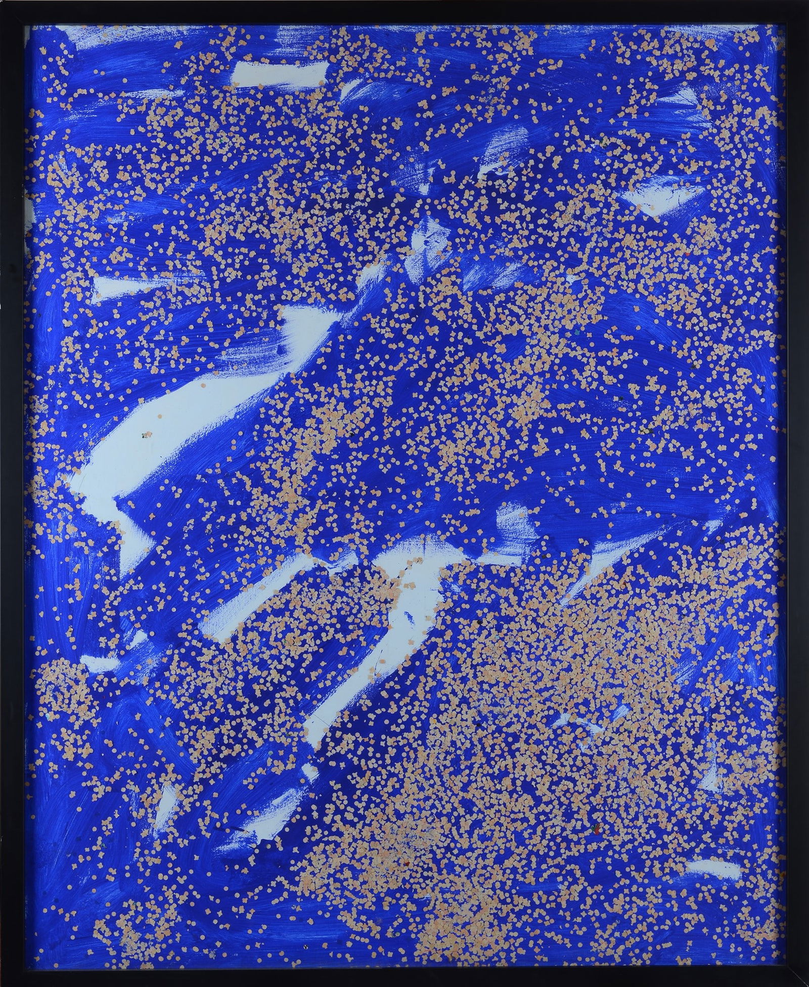 Tano Festa (Roma, 1938 - 1988) - Coriandoli, 1985: Tempera e coriandoli su tela e cellophane, cm. 160x130. Sul verso: firma e data. Certificato Archivio delle Opere Tano Festa, con n. B3961/2480.