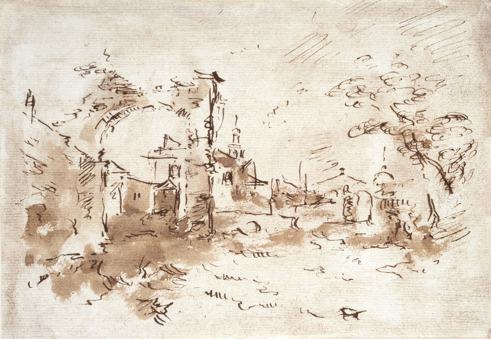 Scuola Veneta, XVIII - XIX sec. - Paesaggio: Inchiostro su carta, cm. 18,5x27.