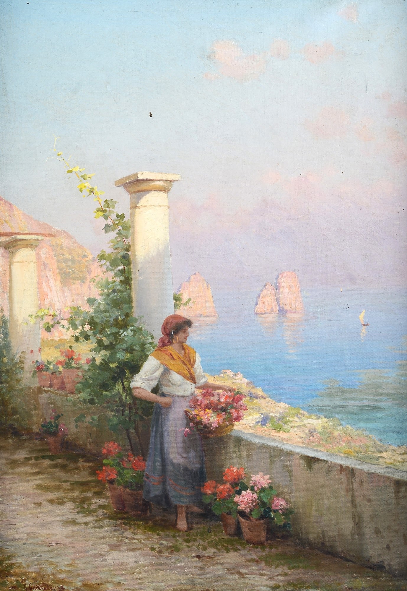 Giuseppe Chiarolanza (Milano, 1868 - Napoli, 1920) - Dalla terrazza di Capri (1 of 3)