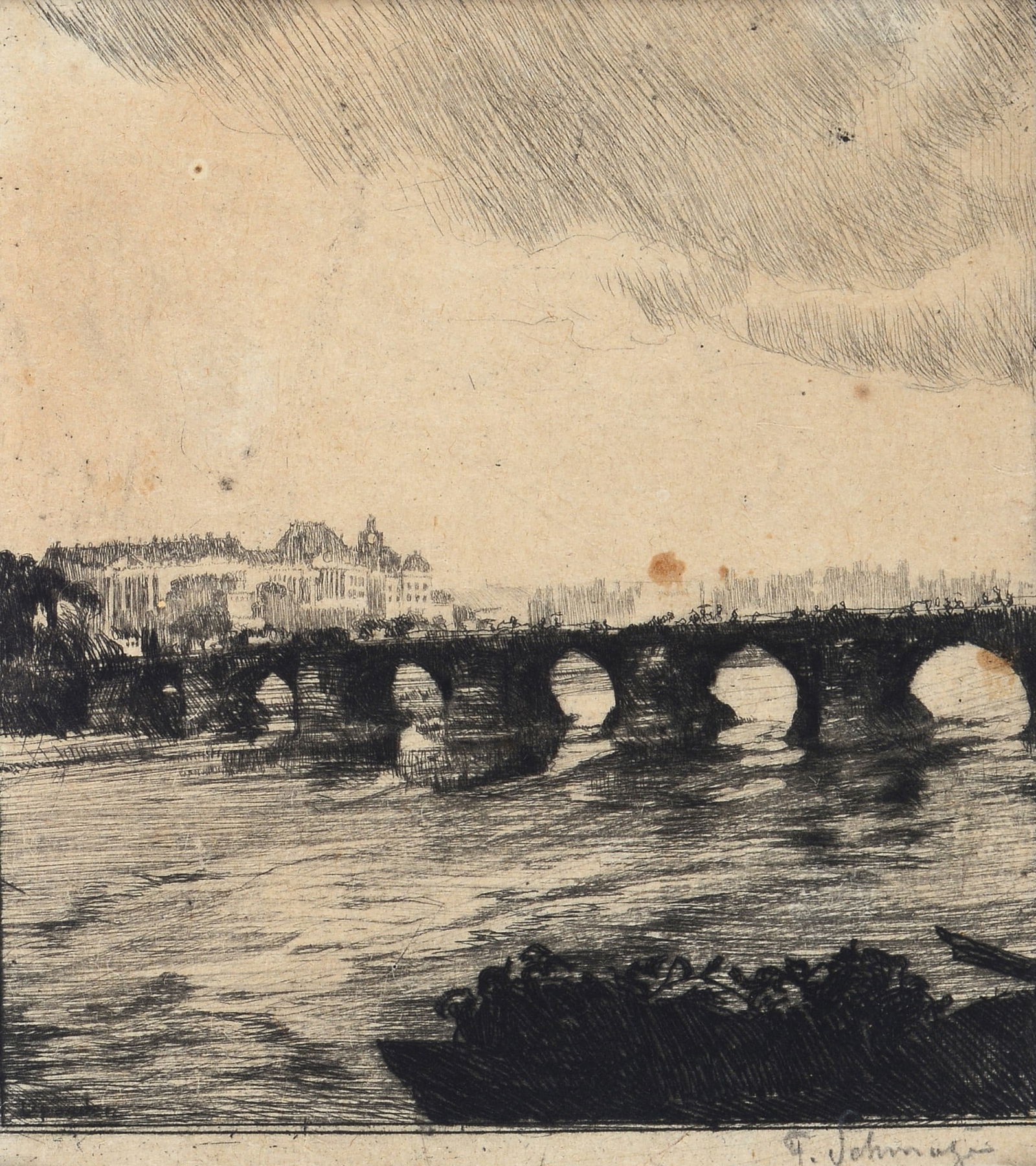 Ferdinand Schmutzer (Vienna, 1870 - 1928) - Ponte Augusto a Dresda, 1903 (1 of 3)
