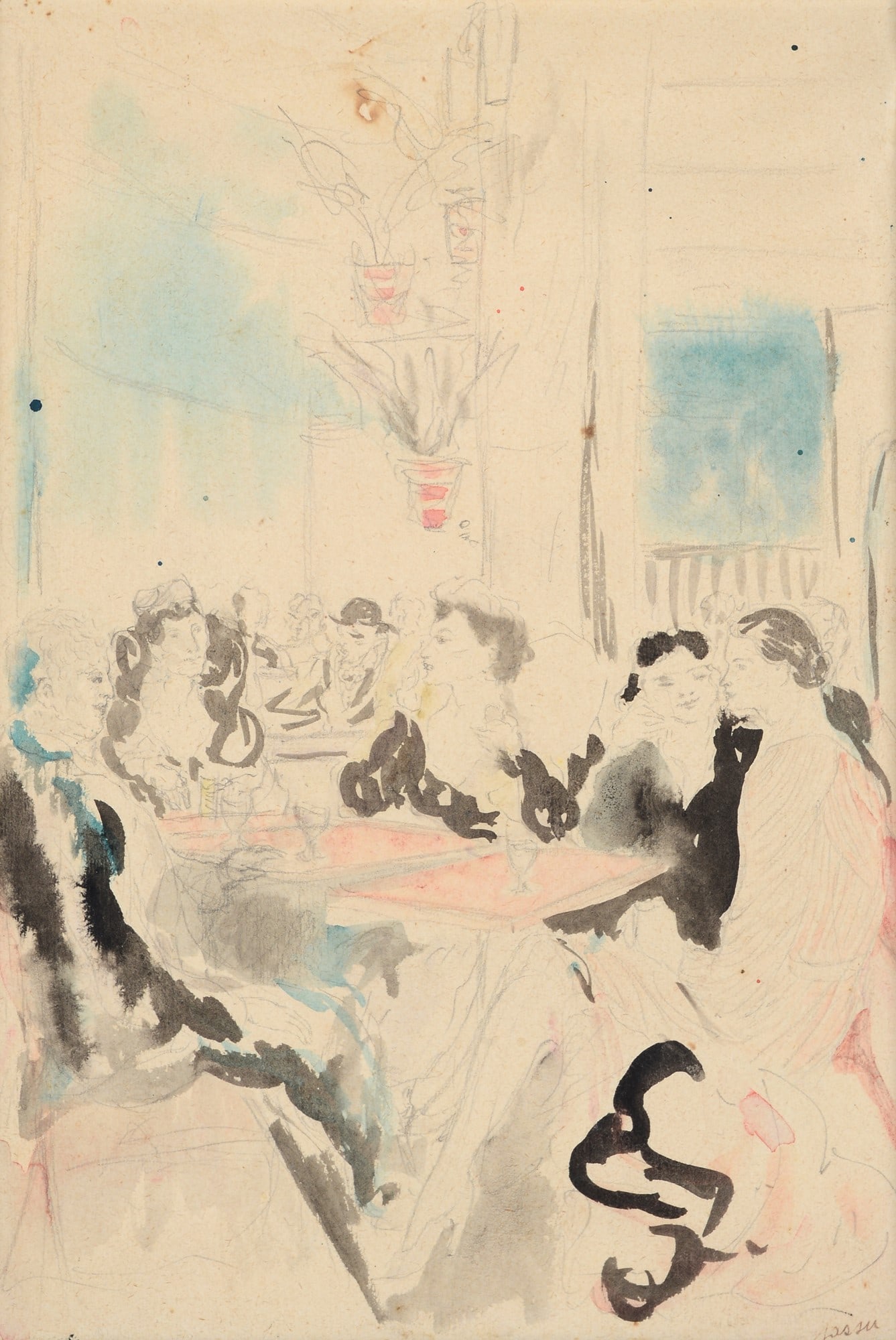 Aligi Sassu (Milano, 1912 - 2000) - Al caff (1 of 2)