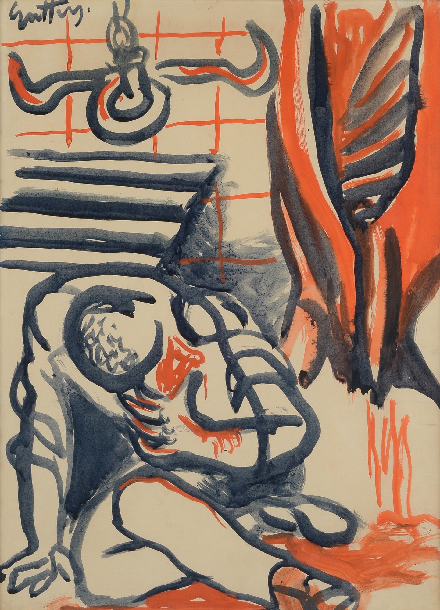 Renato Guttuso (Bagheria, 1912 - Roma, 1987) - Macelleria, 1949 (1 of 3)