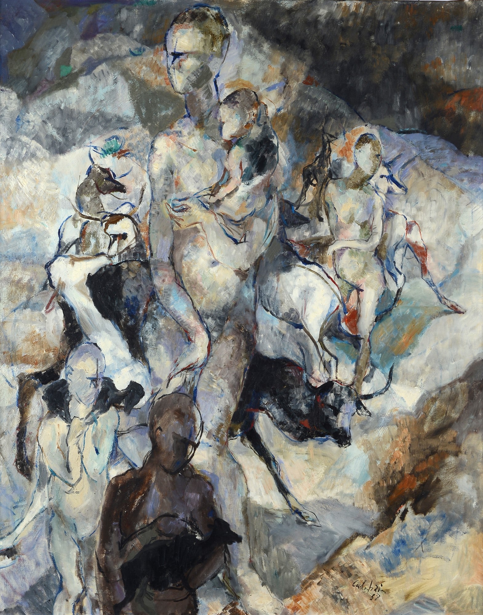 Ennio Calabria (Tripoli, 1937 - 2024) - Figure con gazzelle, 1958 (1 of 3)