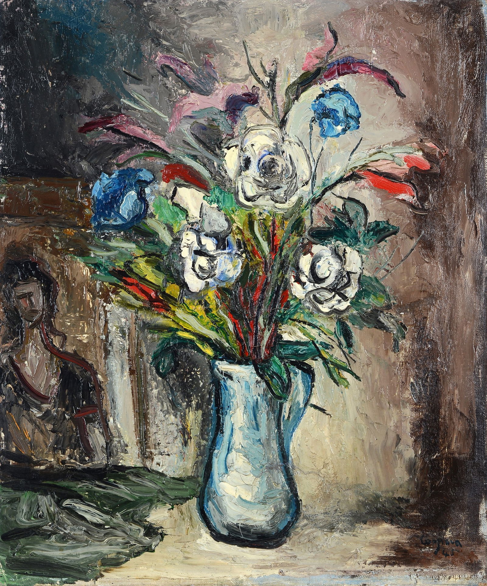 Antonio Corpora (Tunisi, 1909 - Roma, 2004) - Vaso di fiori, 1943 (1 of 3)