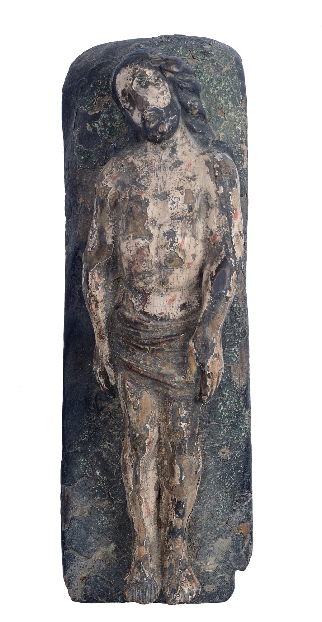 Cristo disteso: Scultura lignea policroma. XVII sec., cm. 32X11x6.