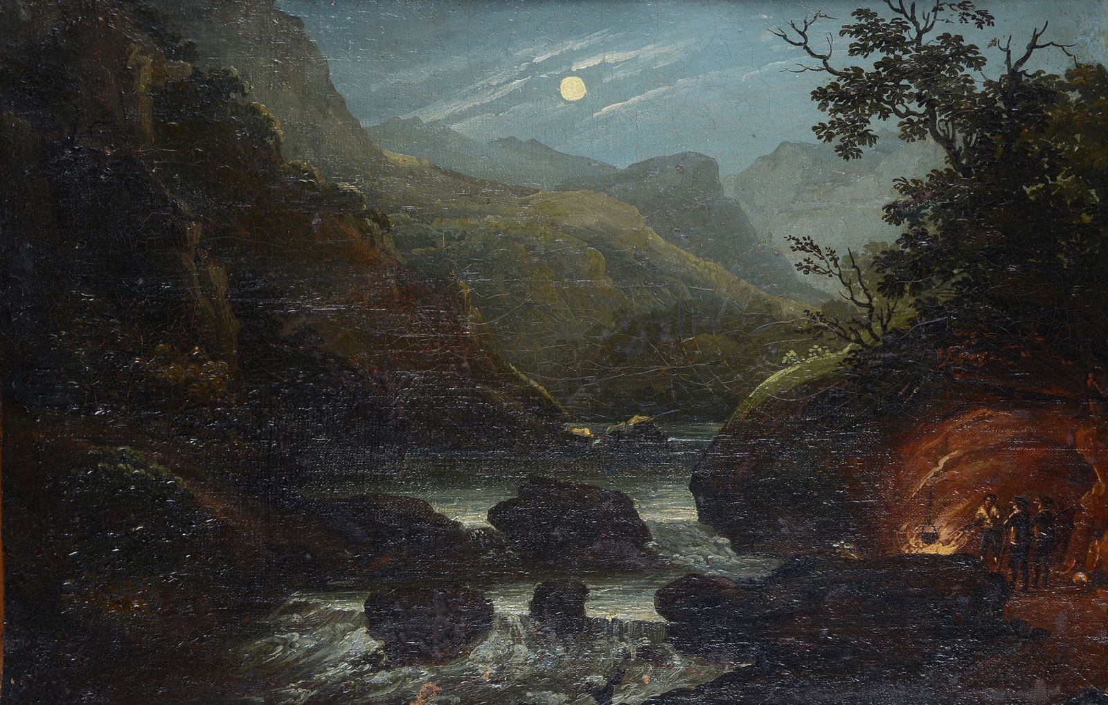 Anonimo, XIX sec. - Notturno: Olio su tela, cm. 33,5x49,5.