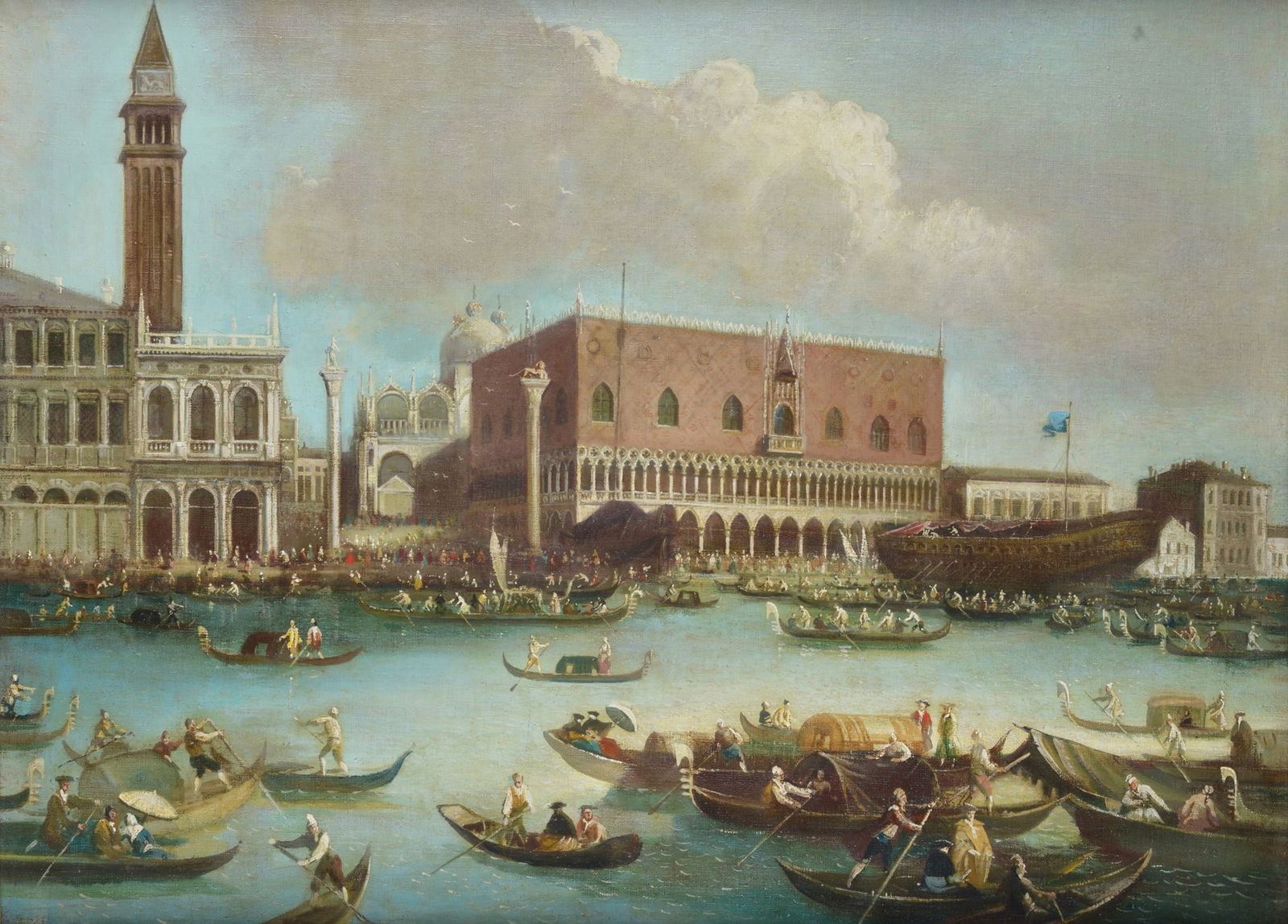 Anonimo, XIX sec. - Veduta di Palazzo Ducale a Venezia: Olio su tela, cm. 57,5x77,5.