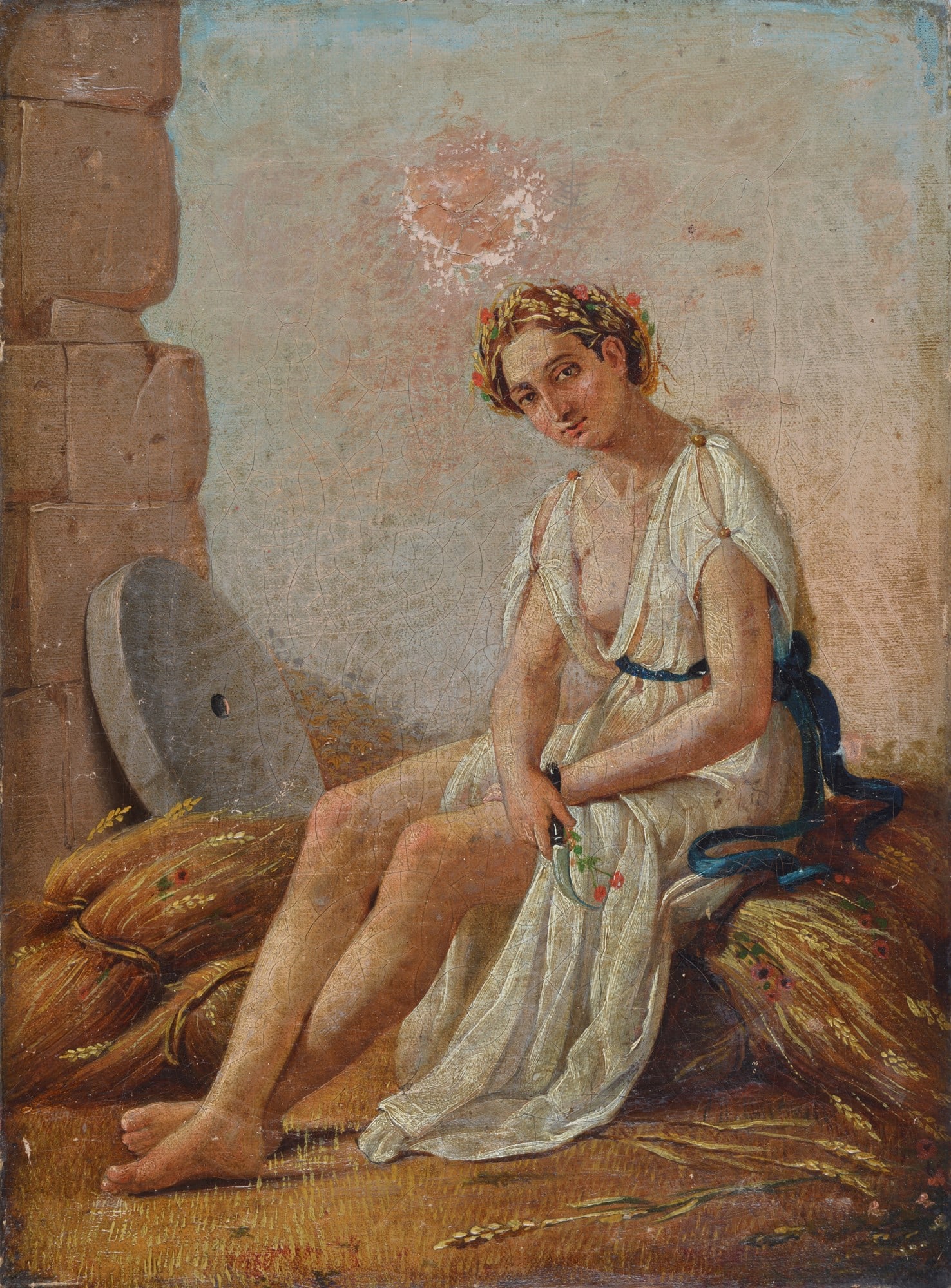 Anonimo, XIX sec. - Allegoria dell'estate: Olio su tela, cm. 26x19,5.