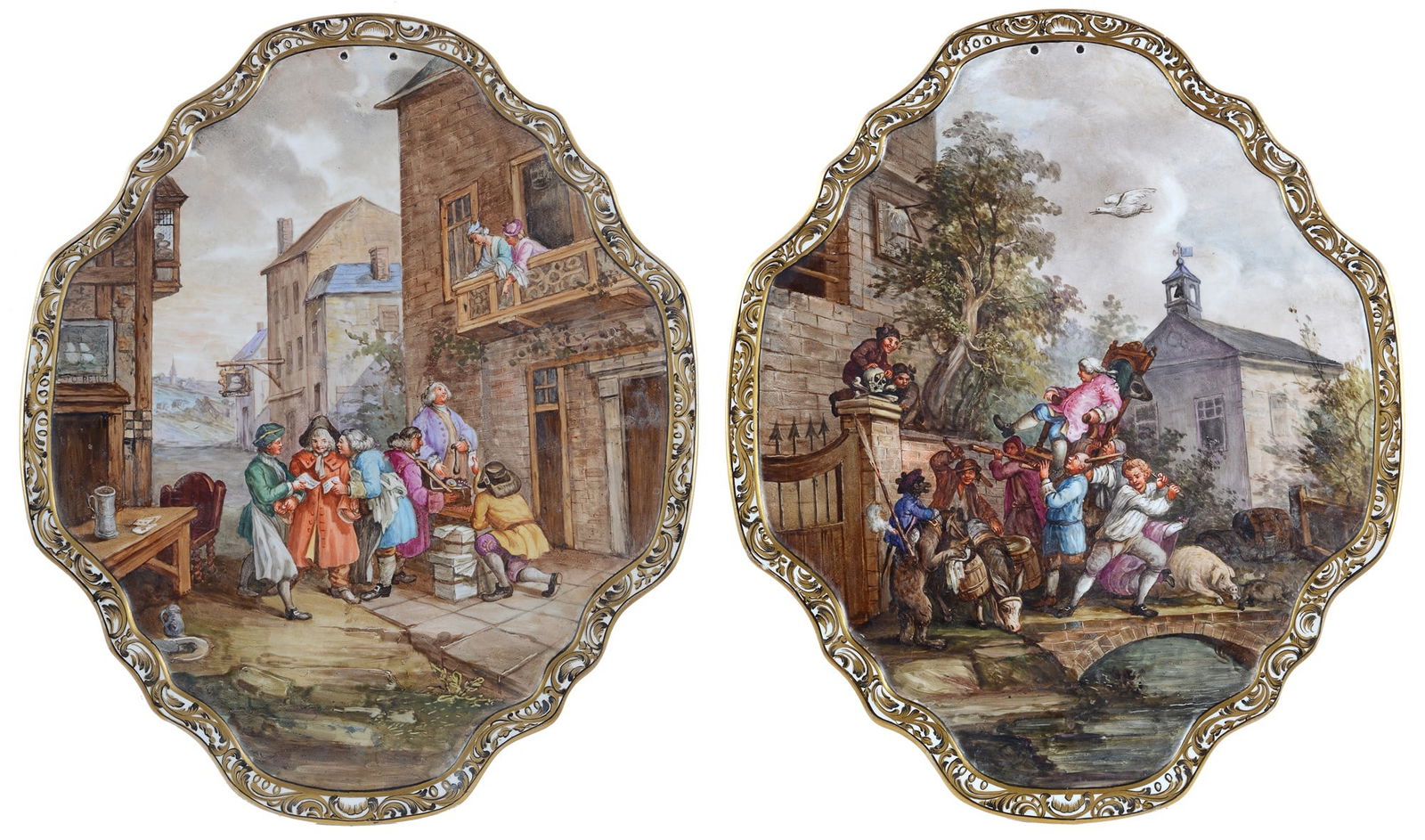 Coppia di dipinti su ceramica: Francia, XIX sec. cm. 37x31 (ciascuna)