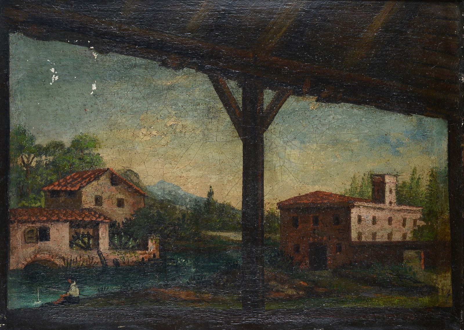 Anonimo, XIX sec. - Vista dal pergolato: Olio su tela, cm. 38x52.