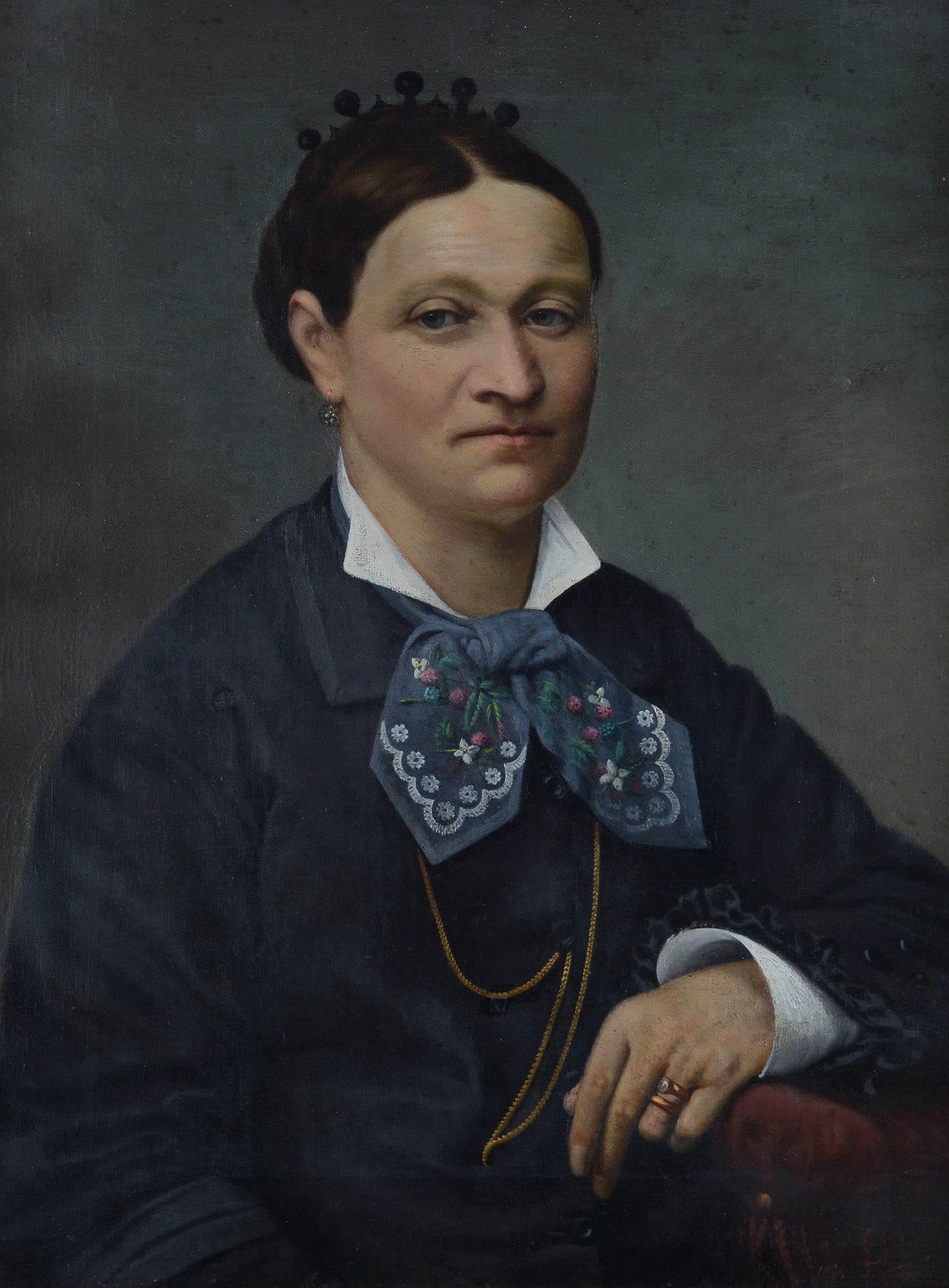 Filippo Carcano (Milano, 1840 - 1914) - Ritratto di signora, 1870: Olio su tela, cm. 71x53. Firma e data in basso a destra.