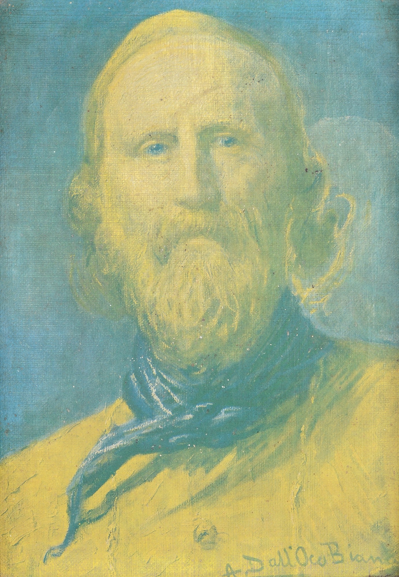 Angelo Dall'Oca Bianca (Verona, 1858 - 1942) - Giuseppe Garibaldi: Olio su tela, cm. 30x21. Firma in basso a destra.