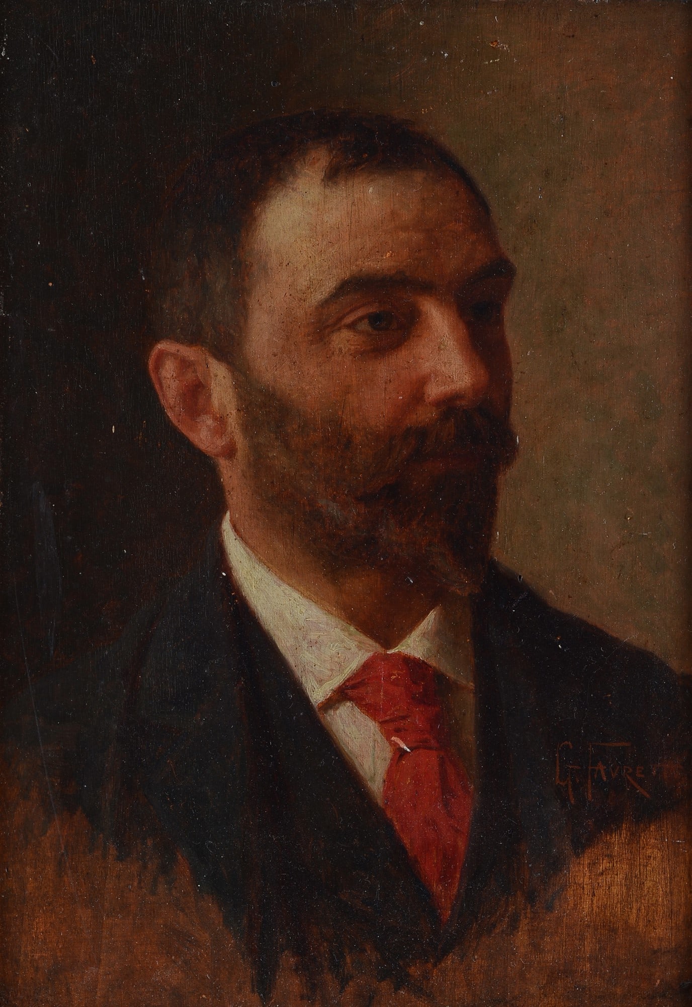 Giacomo Favretto (Venezia, 1849 - 1887) - Autoritratto: Olio su tavola, cm. 34,5x28,5. Firma in basso a destra.?