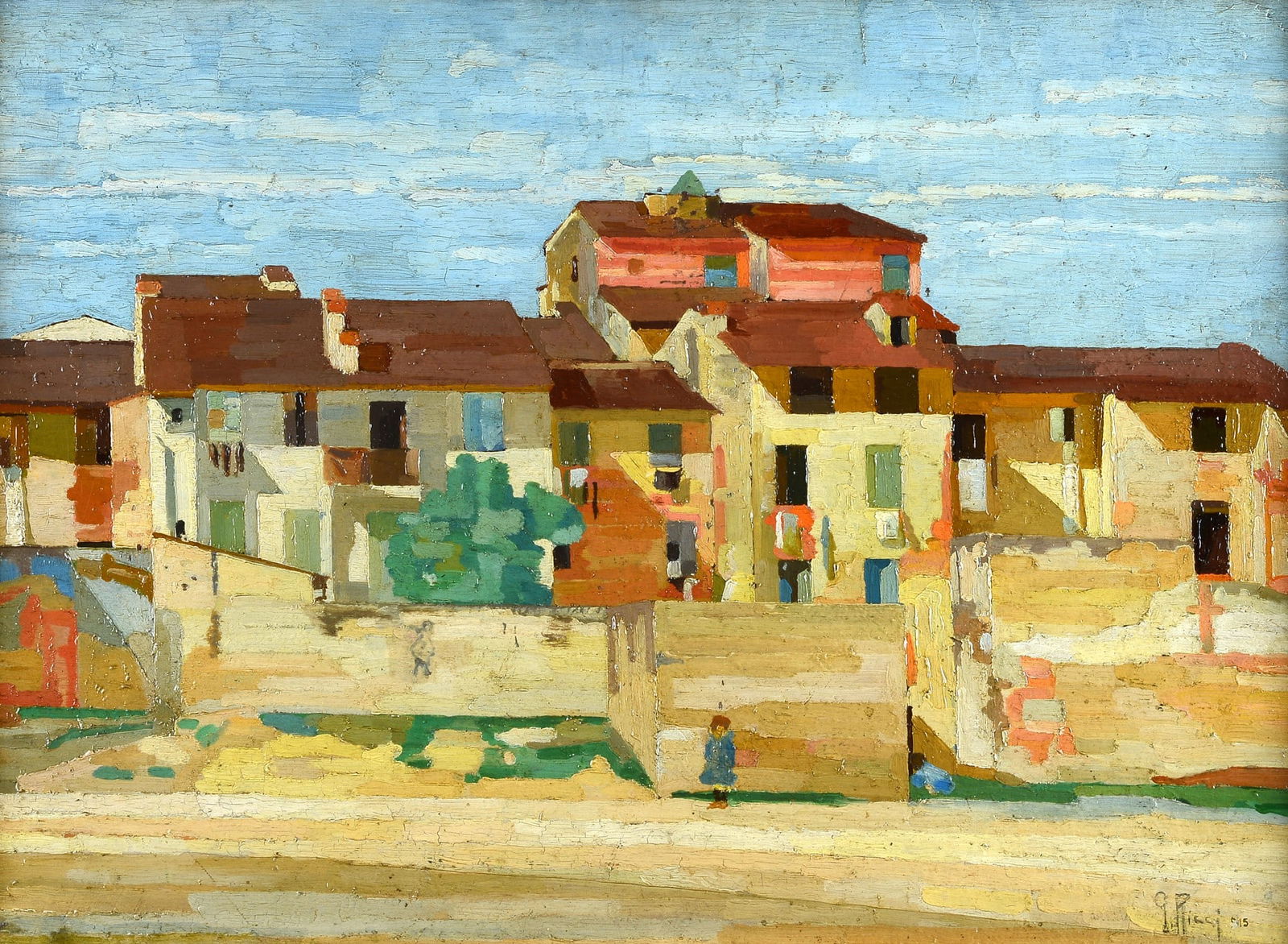 Gennaro Ricci (Napoli, 1891 - Pesaro, 1935) - Caseggiato - Il trogolo di San Frediano, 1915 (1 of 3)