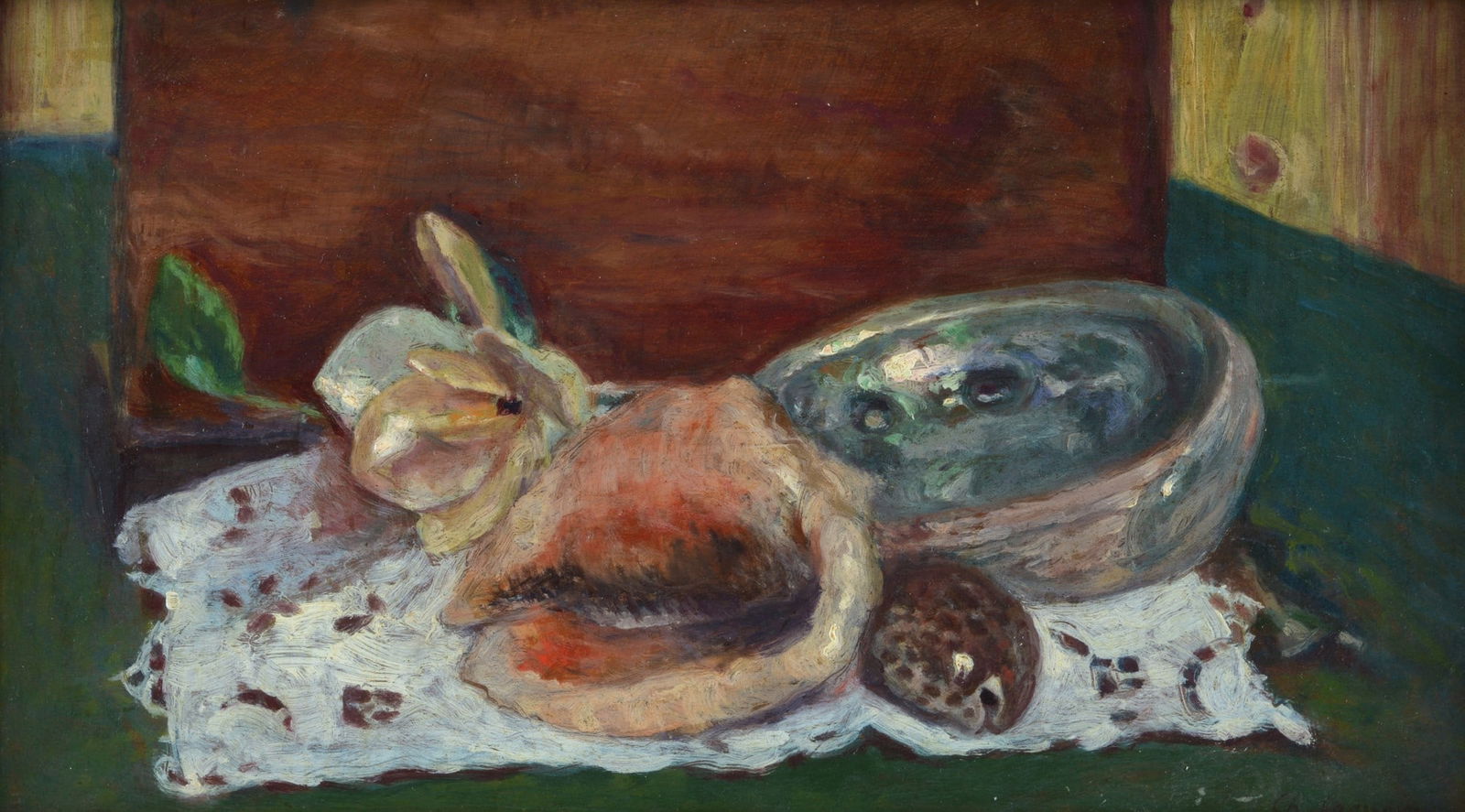 Attr. a Charles Camoin - Natura morta con conchiglie: Olio su tavola, cm. 20x35. Firma in basso a destra. Sul verso: ad inchiostro: Charles Camoin/pittore francese.
