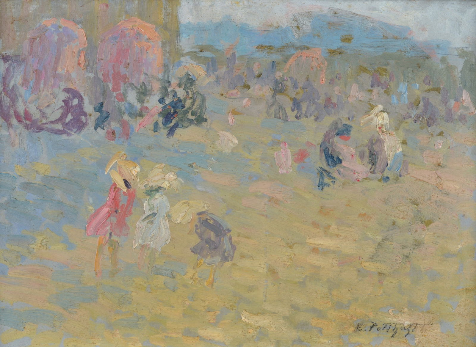 Attr. a Edward Henry Potthast - Piazza con figure (1 of 3)