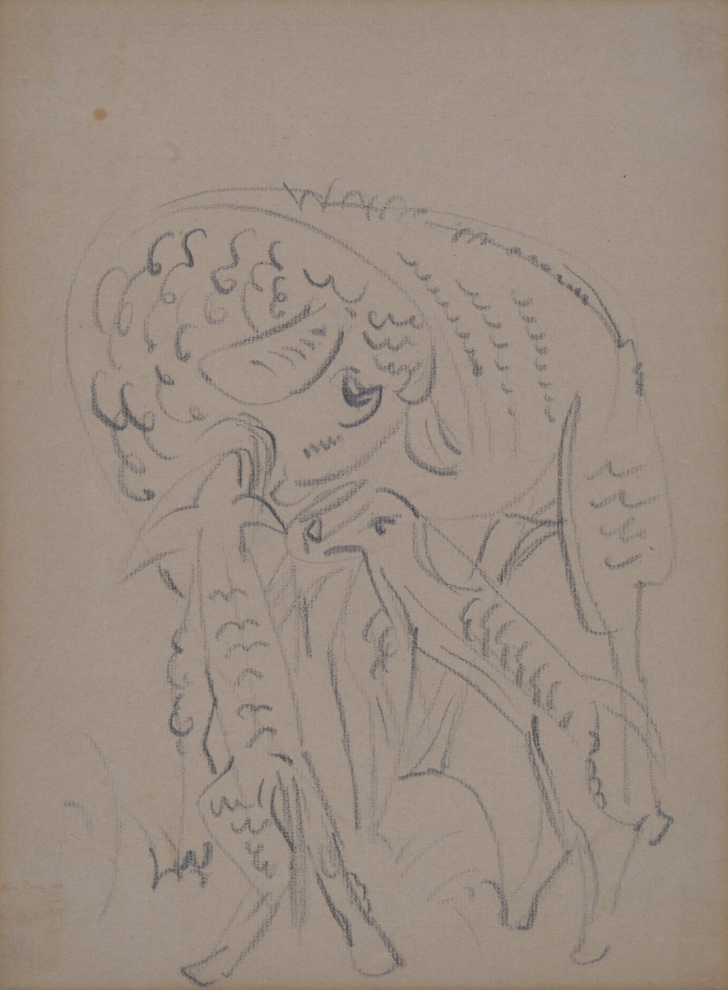 Andre' Masson (Balagny, 1896 - Parigi, 1987) - Moutons, 1950: Pastello su carta, cm. 29,5x22x5. Autentica su foto Comit? Andre Masson, in data 26 marzo 1996 a firma Diego Masson.