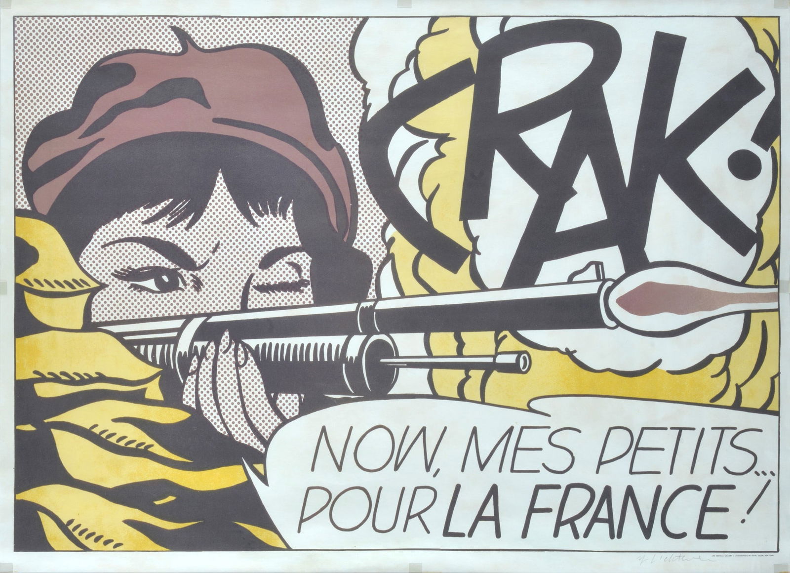 Roy Lichtenstein (New York, 1923 - 1997) - Crack!, 1964: Litografia a colori, cm. 50,5x70,5. Firma in basso a destra. L'opera fu realizzata in occasione della mostra monografica dell'artista, tenutasi alla Leo Castelli Gallery dal 28 settembre al 24 ottobre