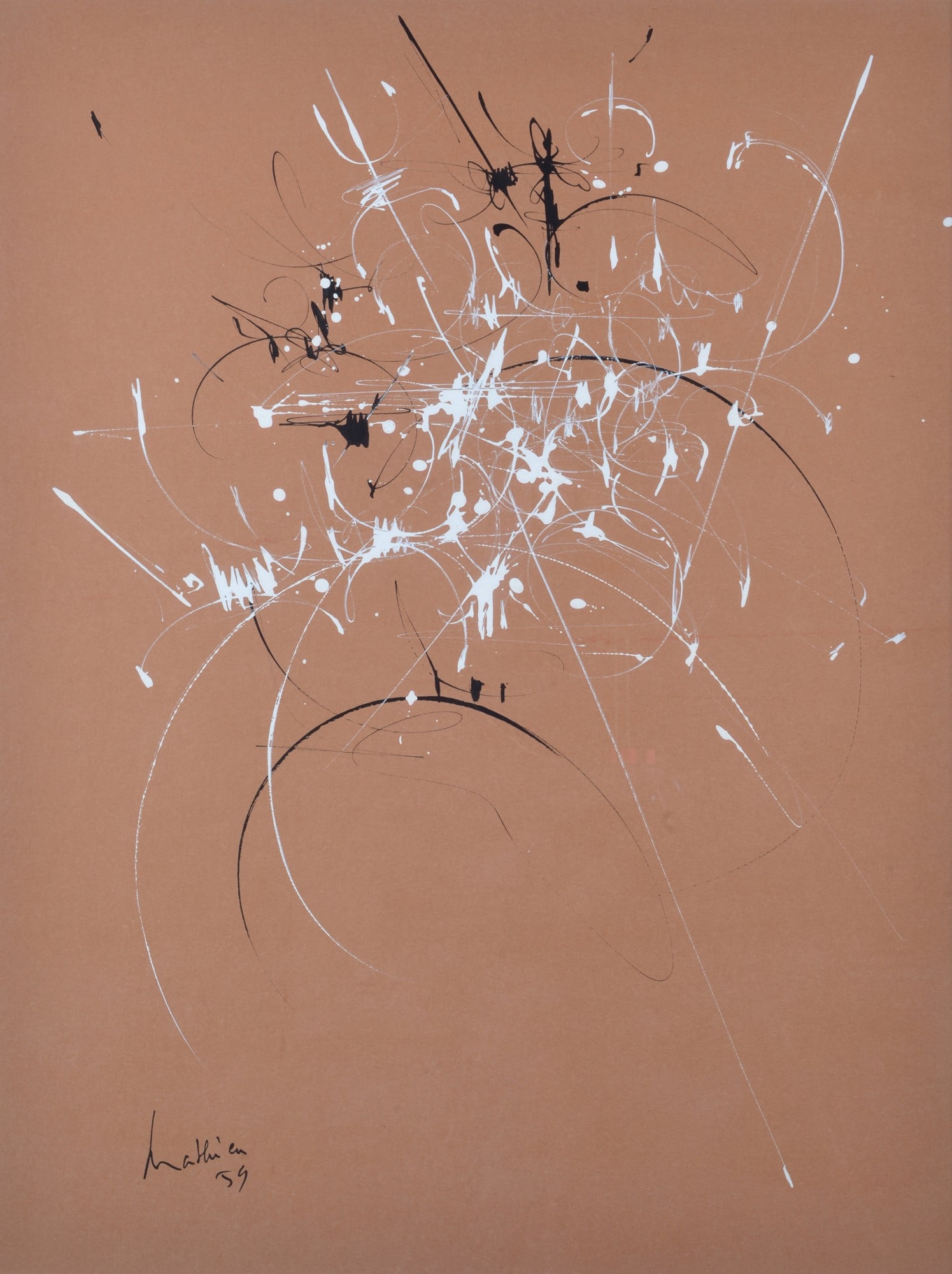 Georges Mathieu (Boulogne sur mer, 1921 - Boulogne-Billancourt, 2012) - Composition, 1959 (1 of 2)