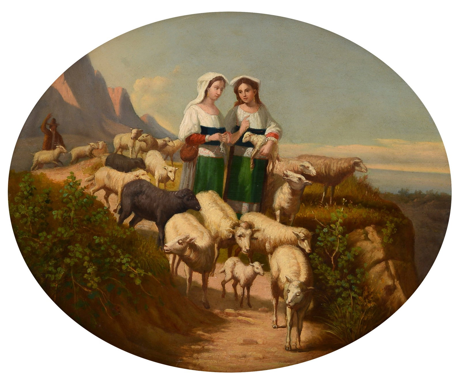 Anonimo, XIX sec. - Pastorelle con gregge (1 of 3)