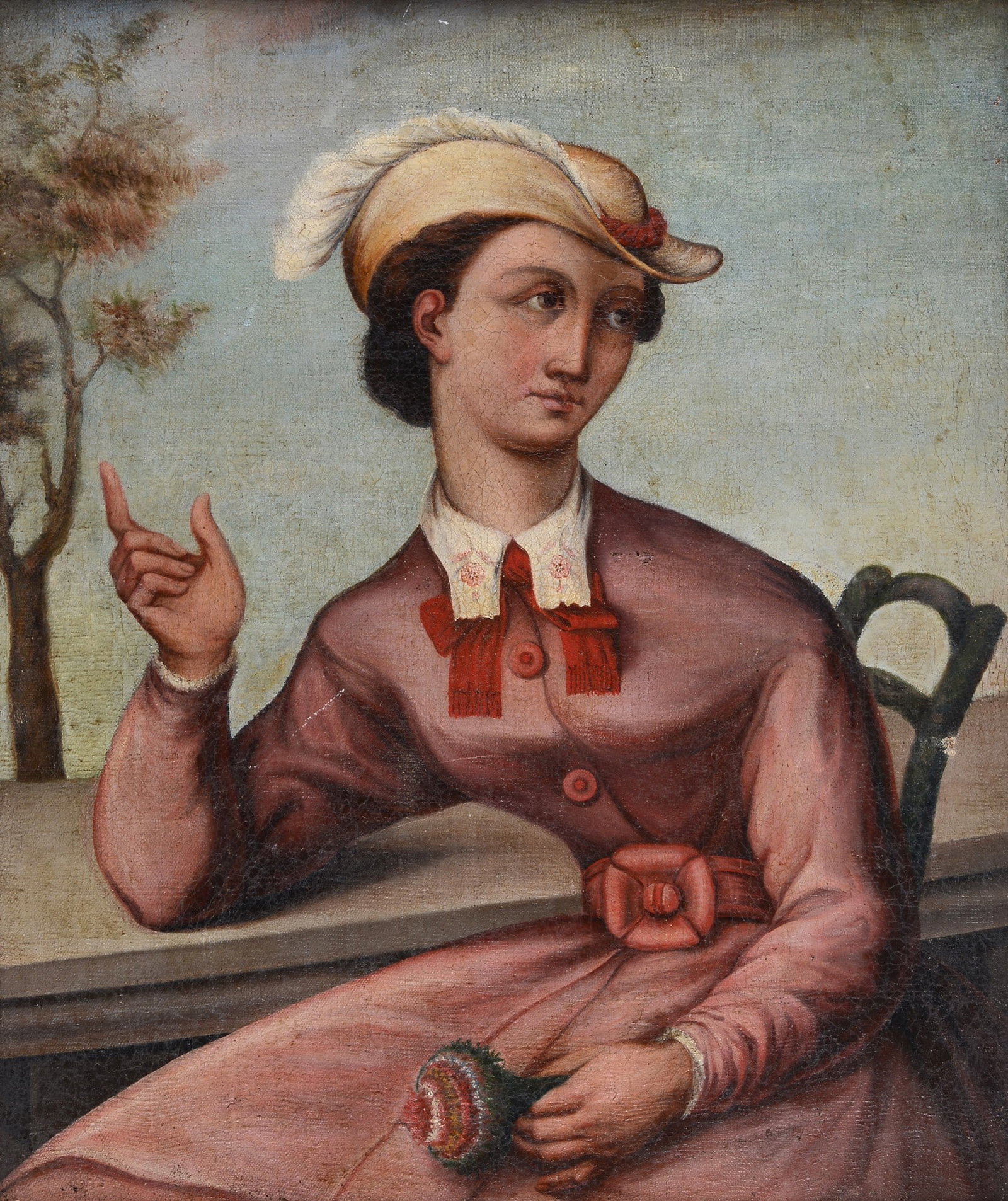 Anonimo, XIX sec. - Ritratto di Signora: Olio su tela, cm. 84x69.